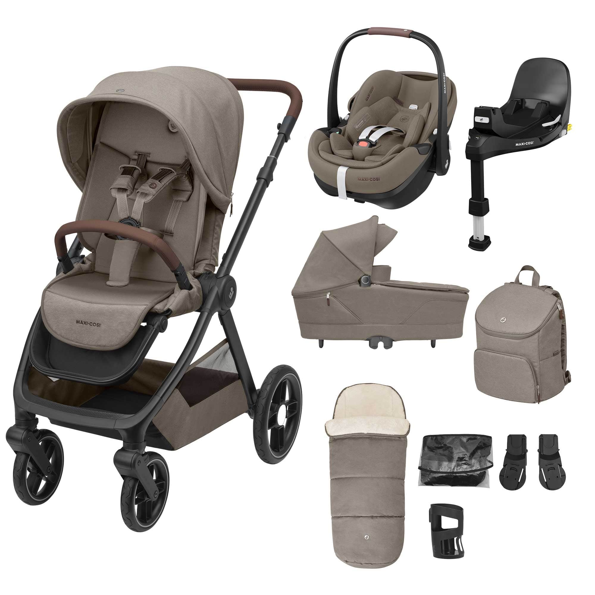 Maxi-Cosi Oxford+ 9 Piece Premium 360 Pro 2 Bundle in Twillic Truffle Travel Systems KF10000121 3220660010356
