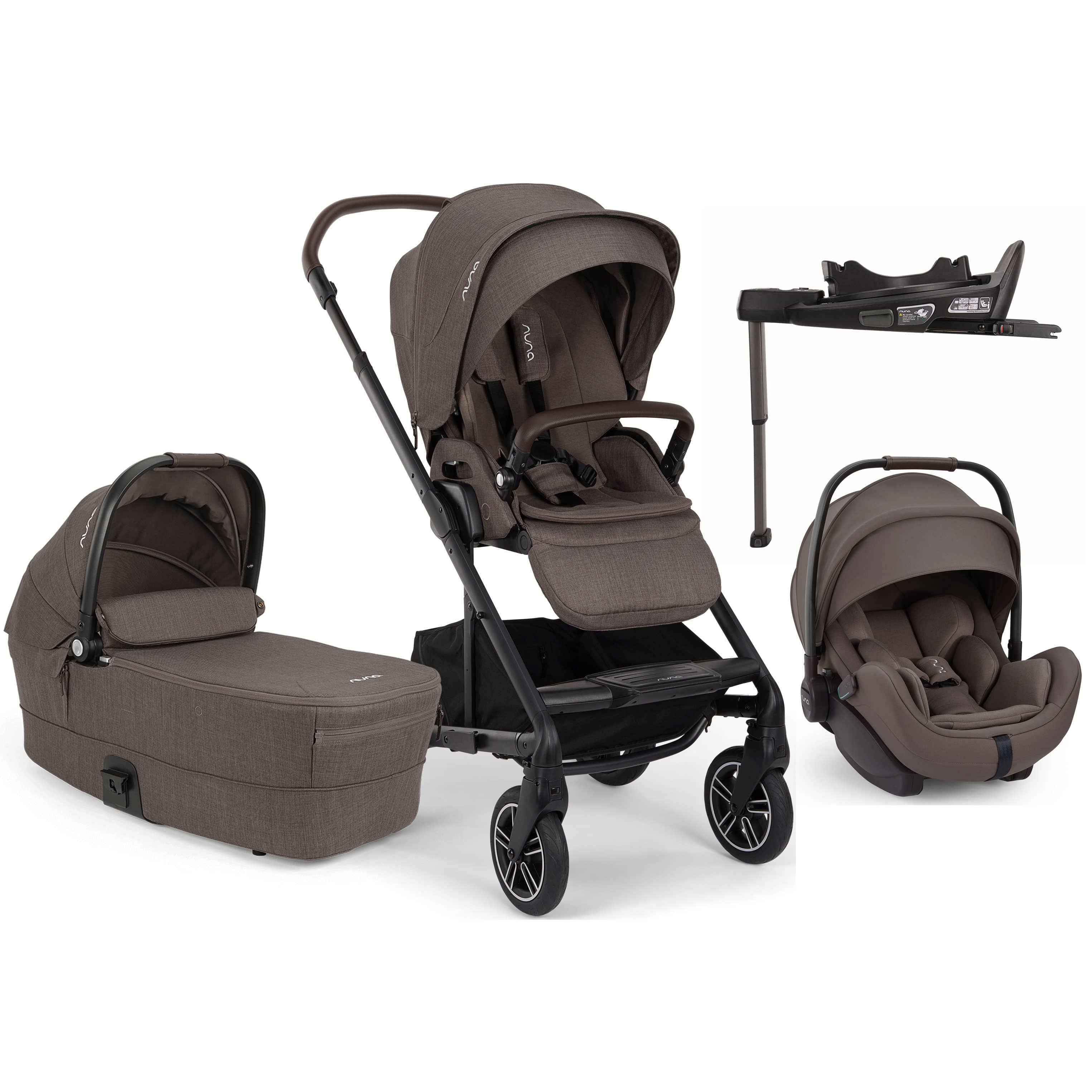 Nuna MIXX Next & ARRA Flex & BASE Curv Bundle in Chestnut Travel Systems Z2BNMIXX1055UK 5056080621654