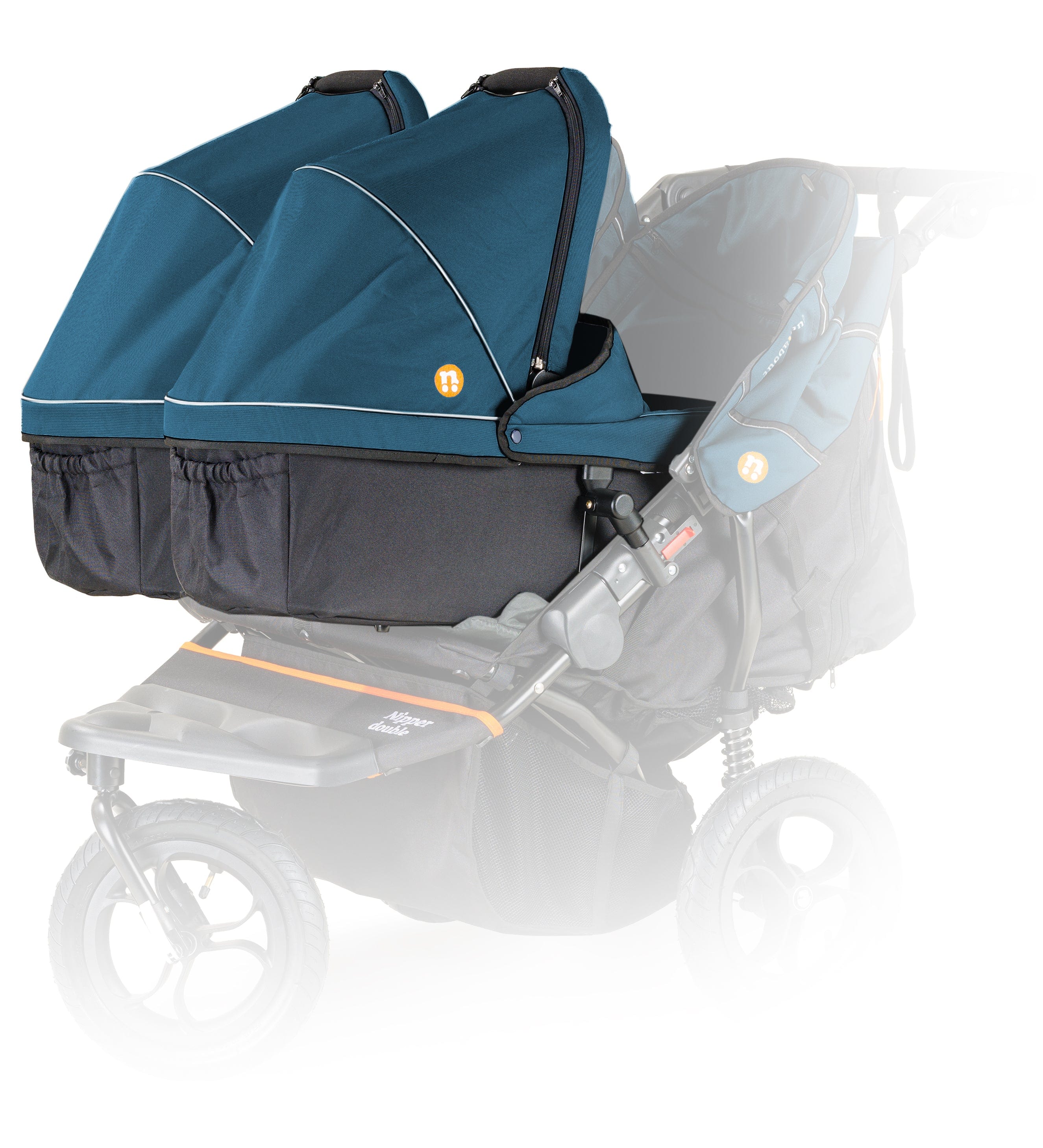 Out n About Nipper Double Twin Essentials Bundle in Highland Blue 3 Wheeler Pushchair Bundles 15719-DTW-ESS-BLU 5060167546136