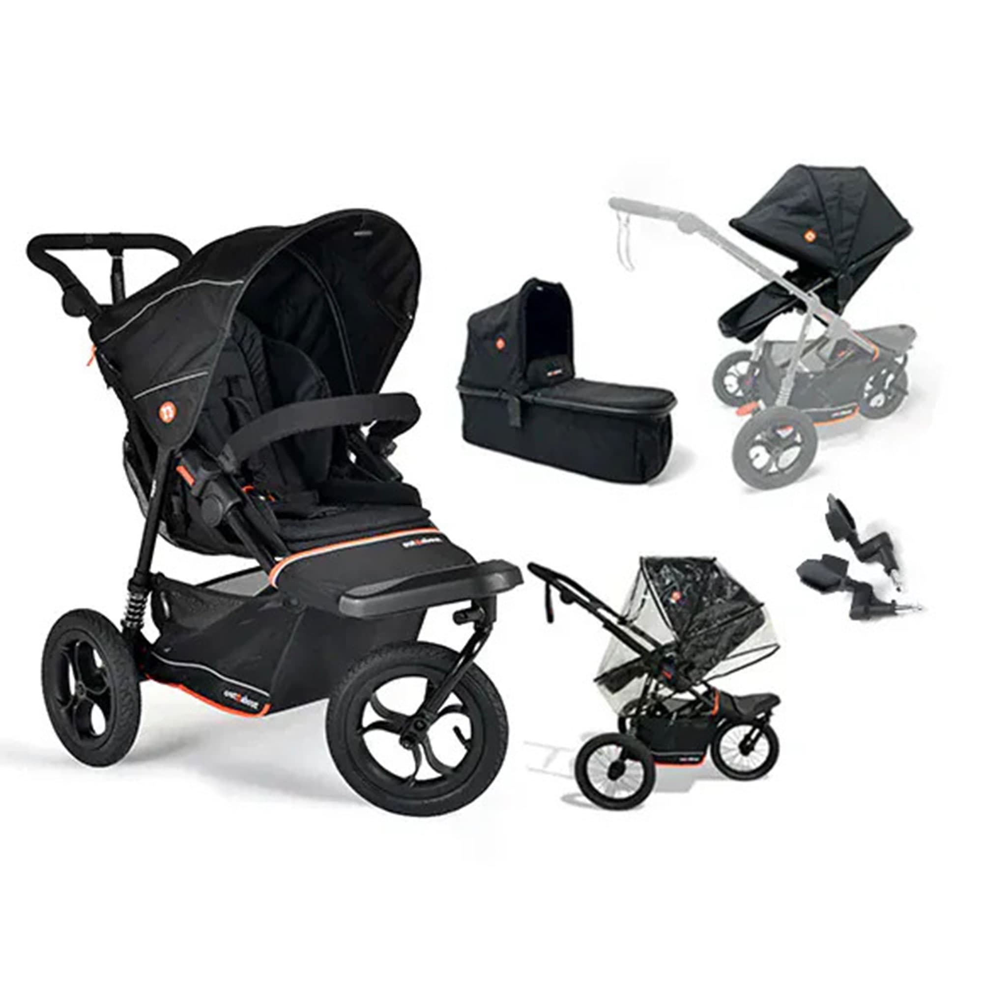 Out n About Nipper V6 Switch Newborn Bundle in Summit Black Double & Twin Prams ONANIP-01SWHBUNV6-SB 5060167549298