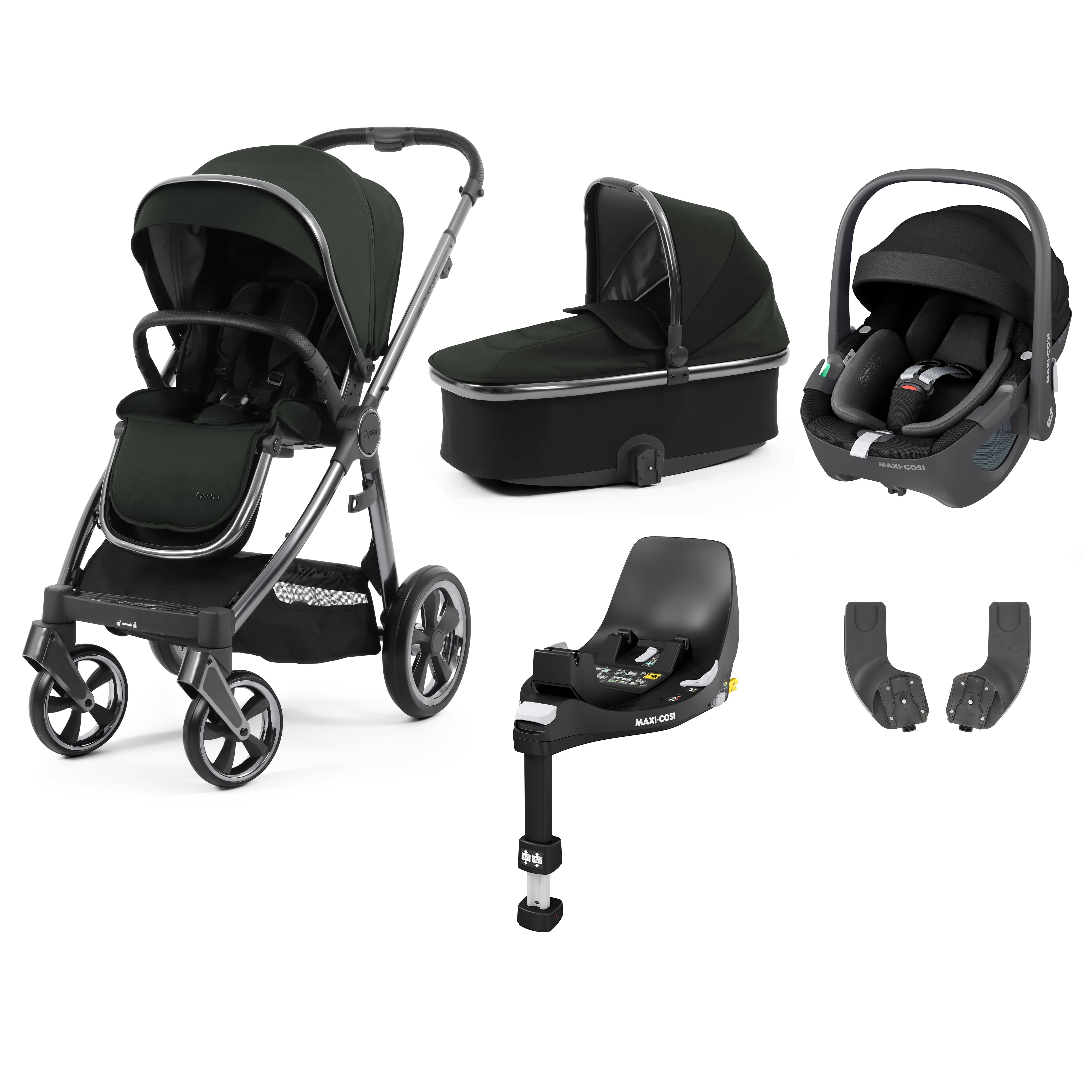 Babystyle Oyster 3 Essential Bundle with Car Seat in Black Olive Travel Systems