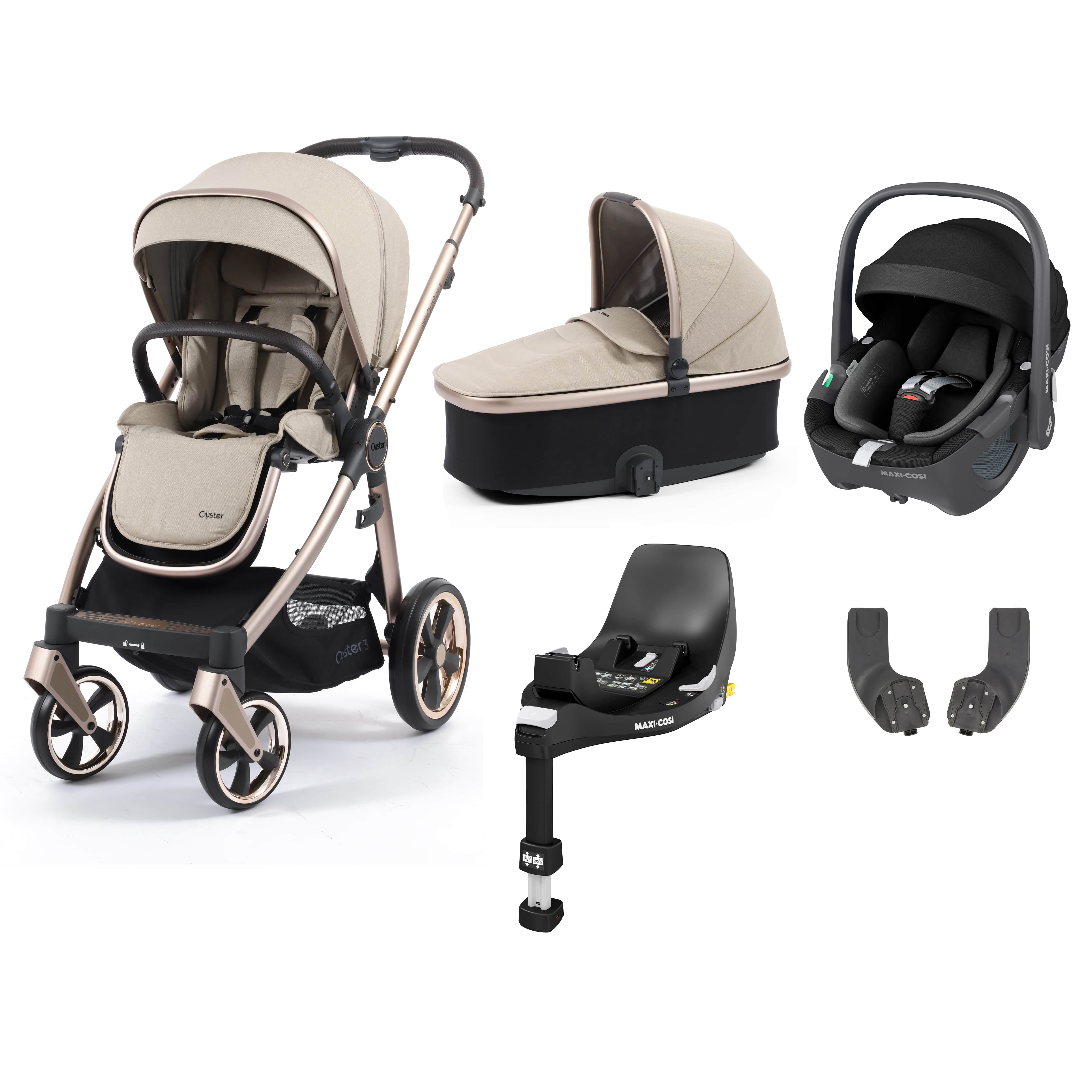 Babystyle Oyster 3 Essential Bundle with Car Seat in Creme Brulee Travel Systems 14755-CMB 5060711567235