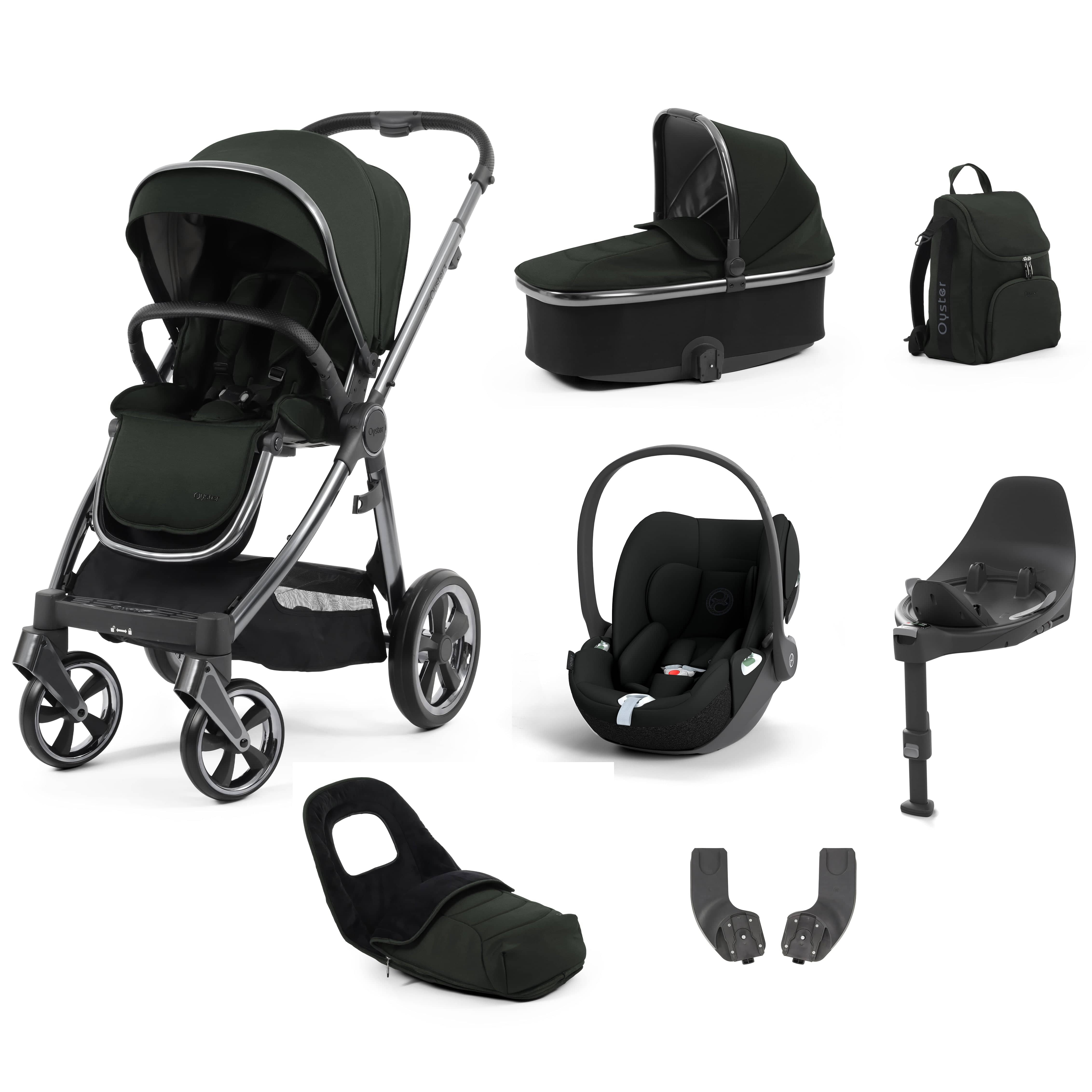 Babystyle Oyster 3 Luxury 7 Piece with Car Seat Bundle in Black Olive Travel Systems 14796-BLO 5060711567211