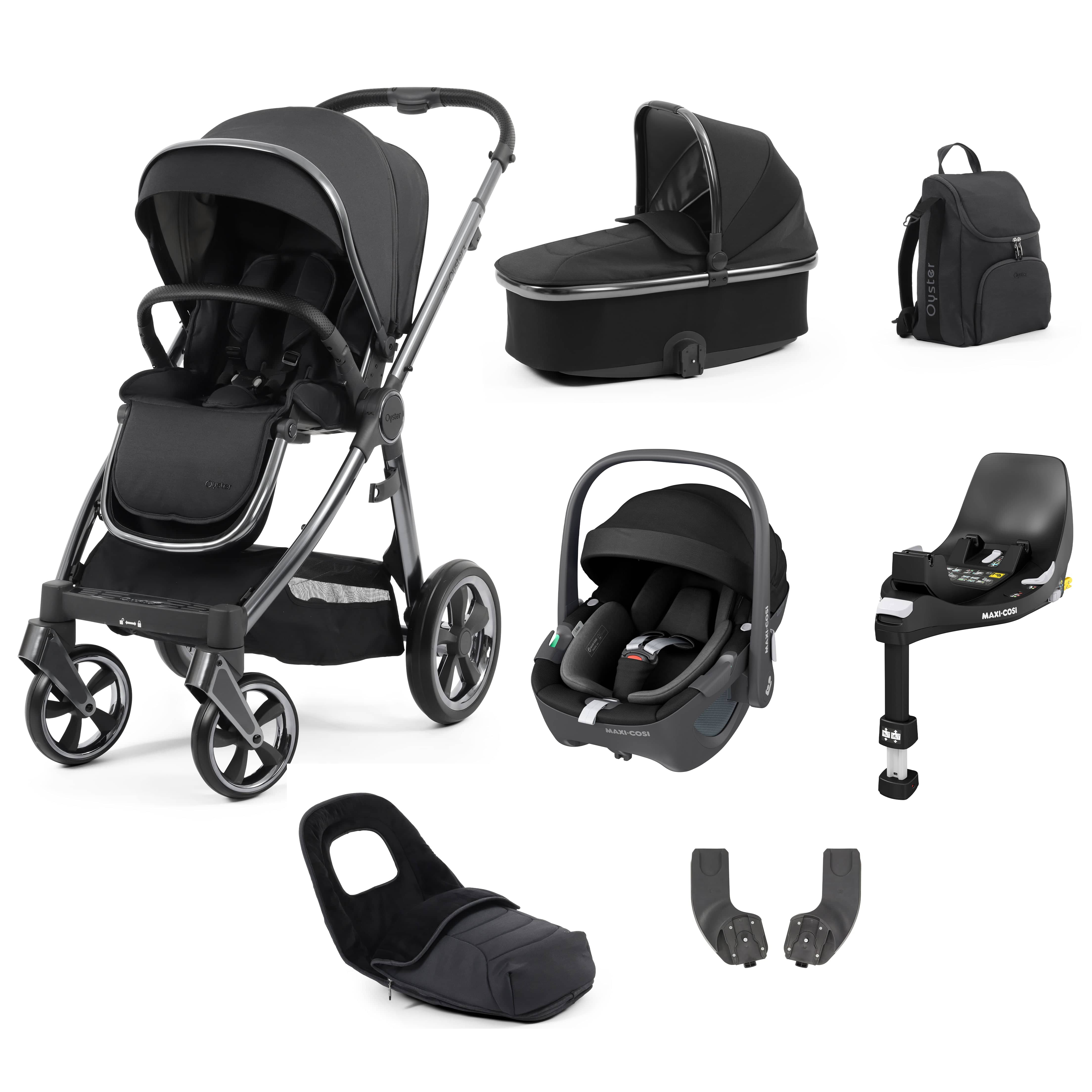 Babystyle Oyster 3 Luxury 7 Piece with Car Seat Bundle in Carbonite Travel Systems 14805-CRB 5060711567242