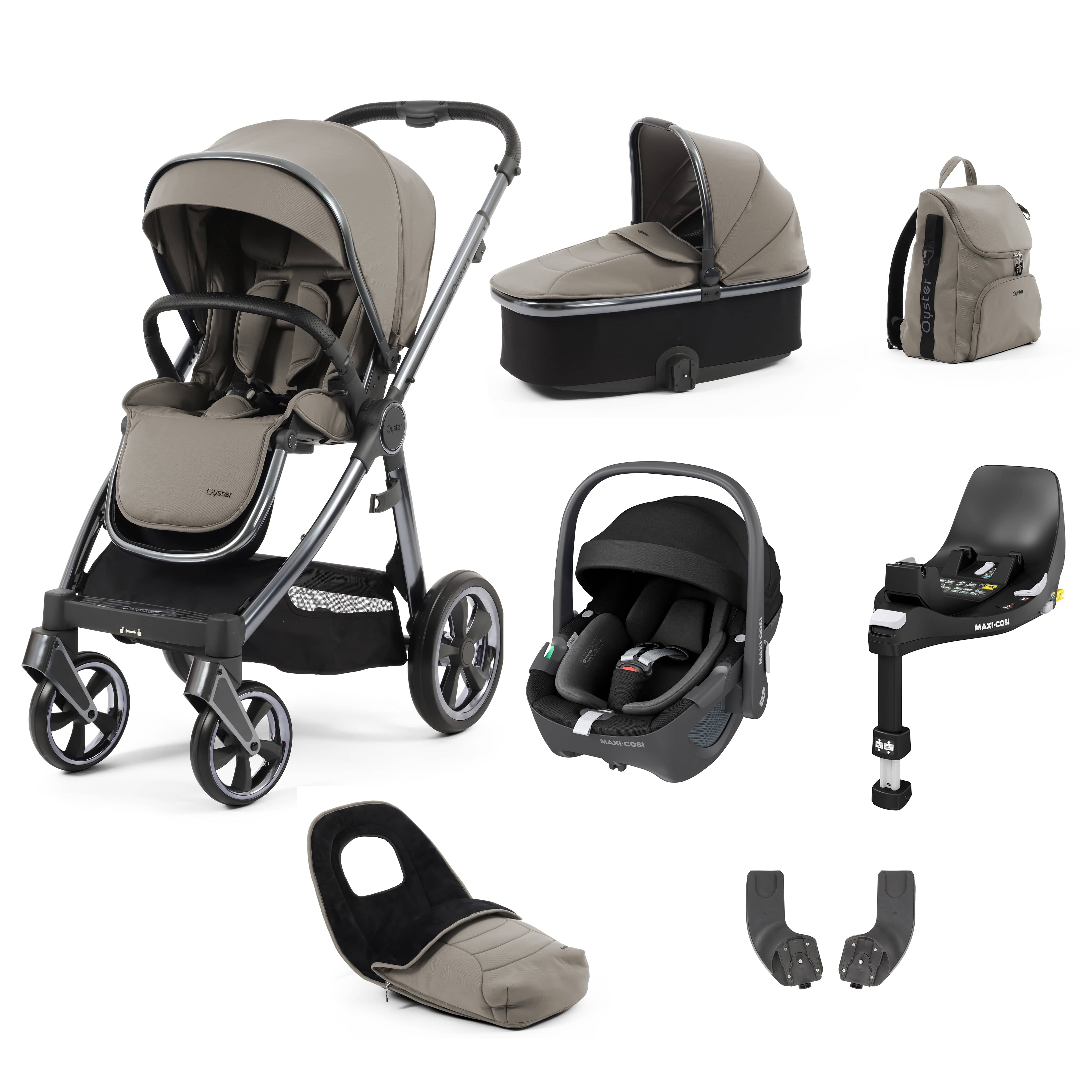 Babystyle Oyster 3 Luxury 7 Piece with Car Seat Bundle in Stone Travel Systems 14809-STN 5060711567259