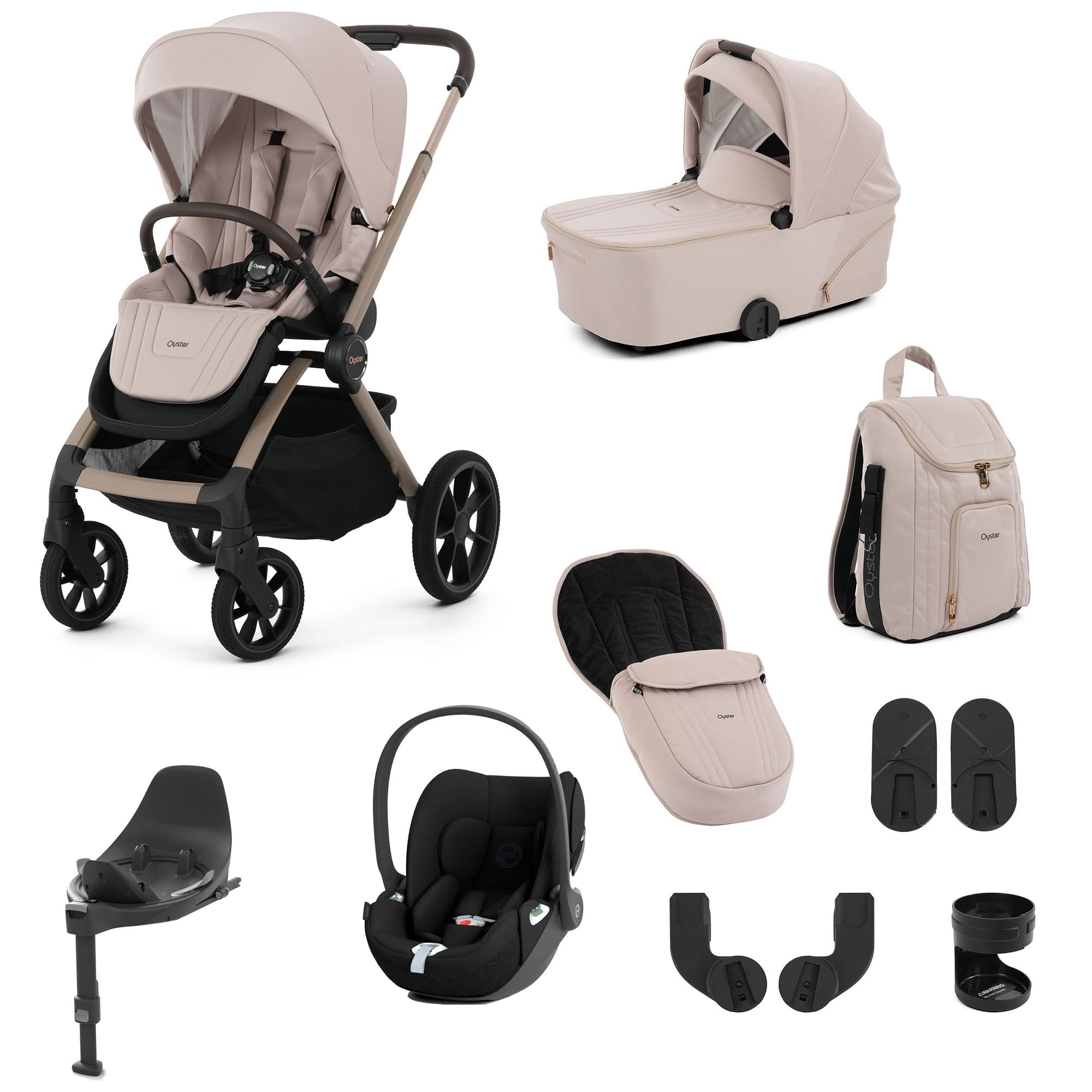 Oyster Vee Travel System Bundle in Vanilla