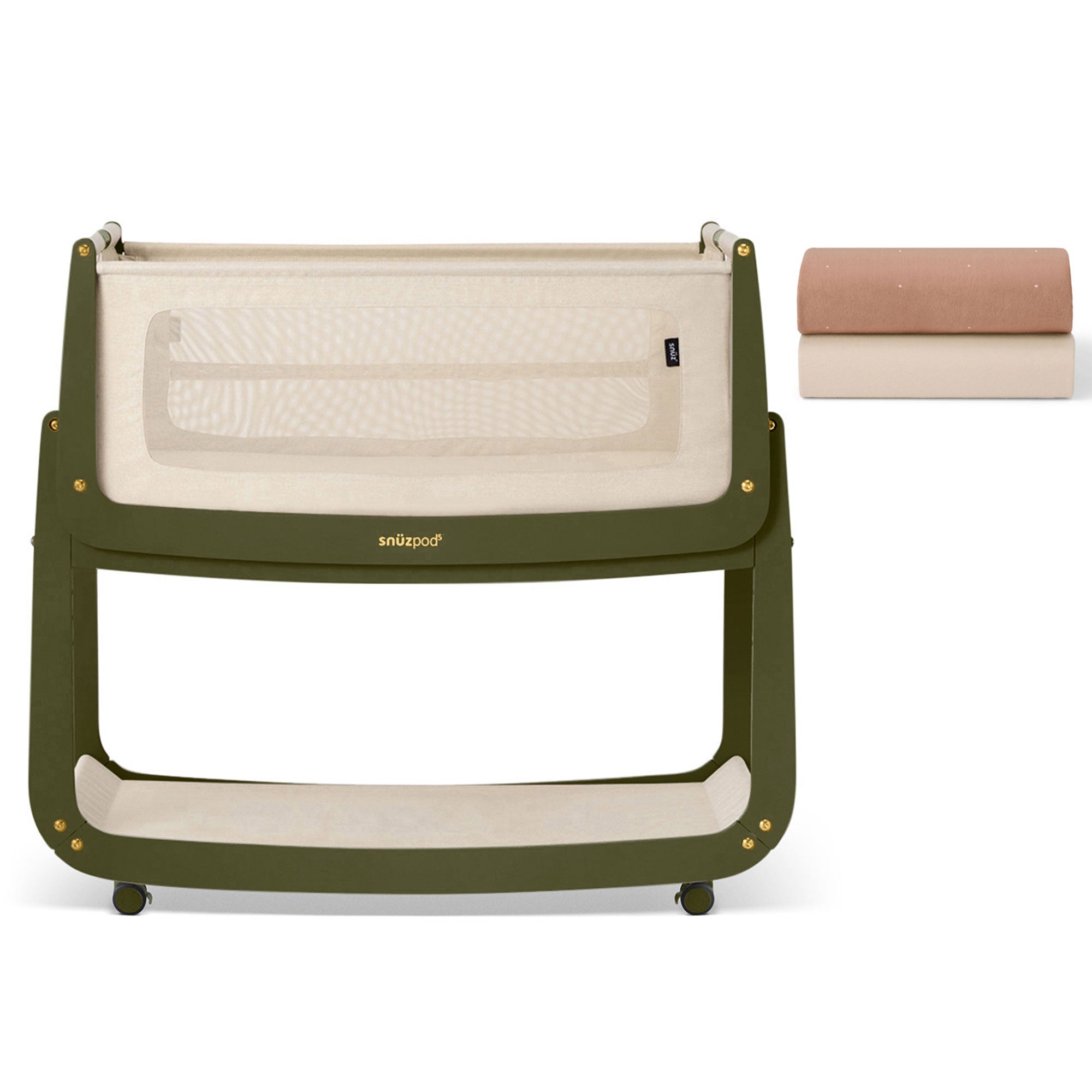 SnuzPod 5 Bedside Crib in Olive