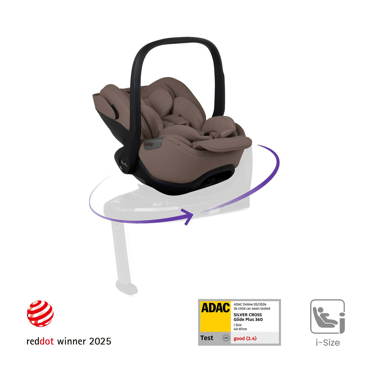 Silver Cross Glide Plus 360 Car Seat in Timeless Cocoa Baby Car Seats