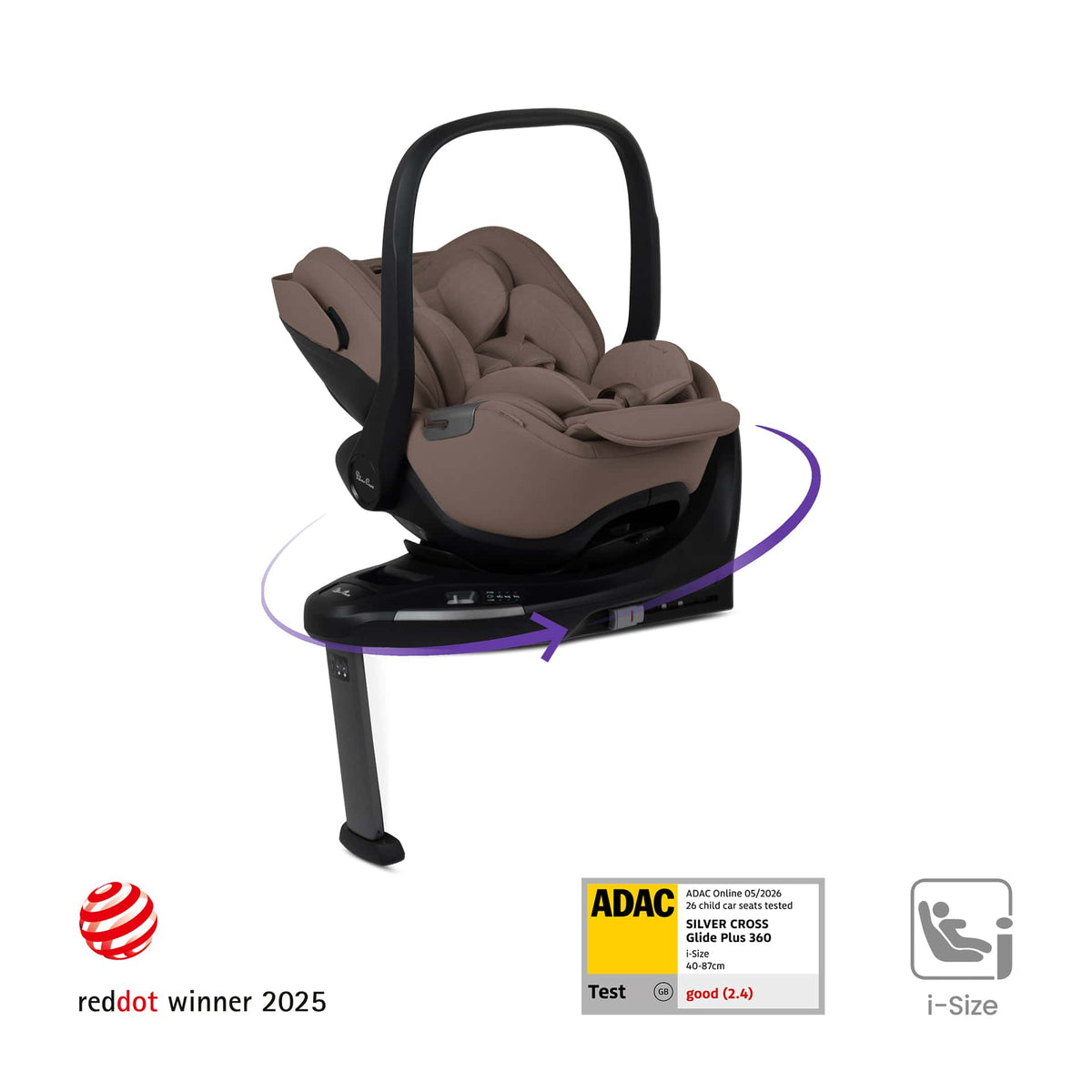Silver Cross Glide Plus 360 Car Seat in Timeless Cocoa Baby Car Seats