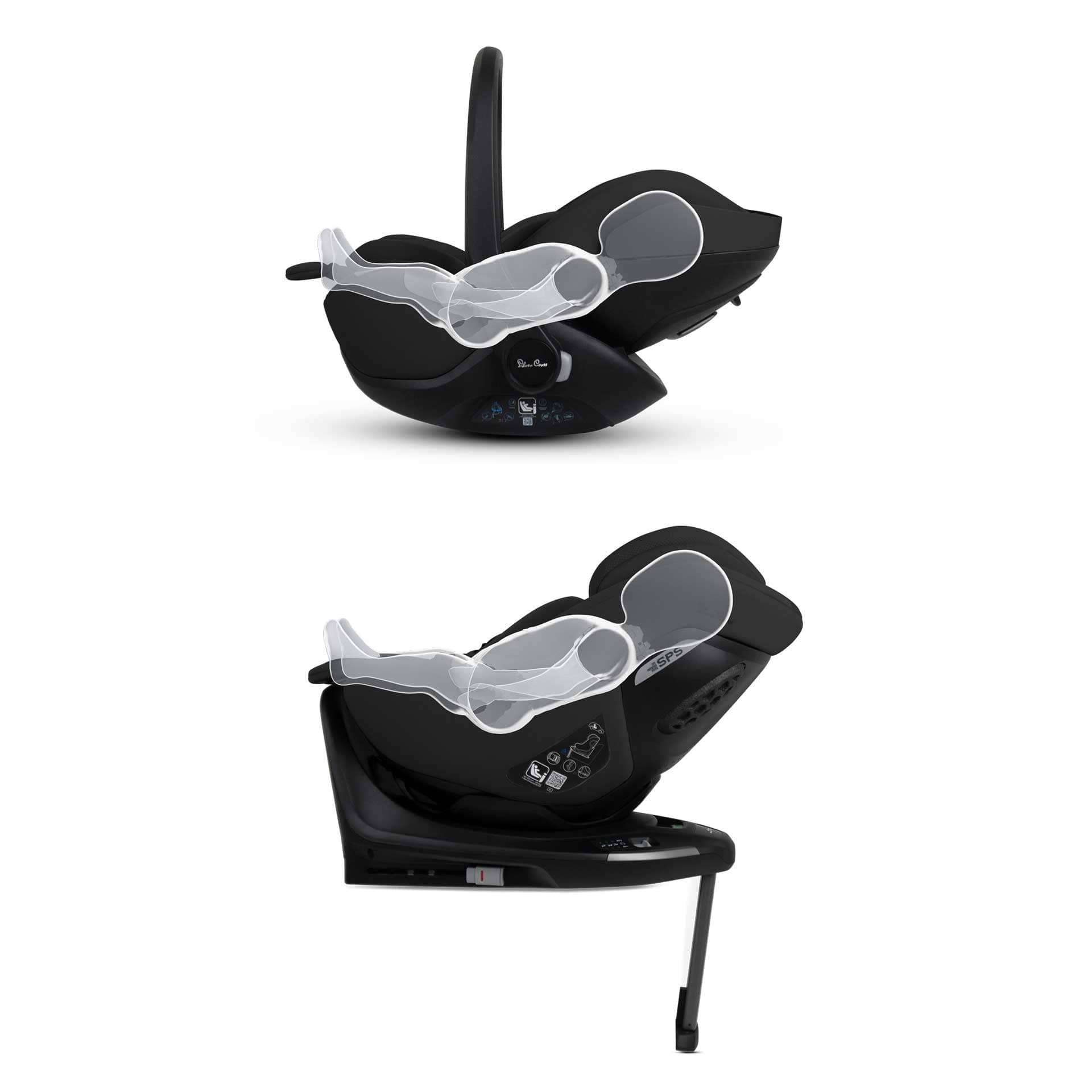 Silver Cross Plus 360 Family Bundle in Iconic Black Baby Car Seats 19162-GL-AP-IB 5055836930903