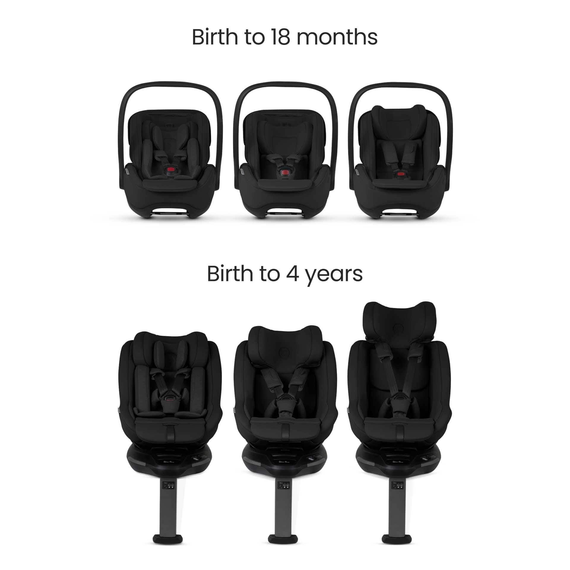 Silver Cross Plus 360 Family Bundle in Iconic Black Baby Car Seats 19162-GL-AP-IB 5055836930903