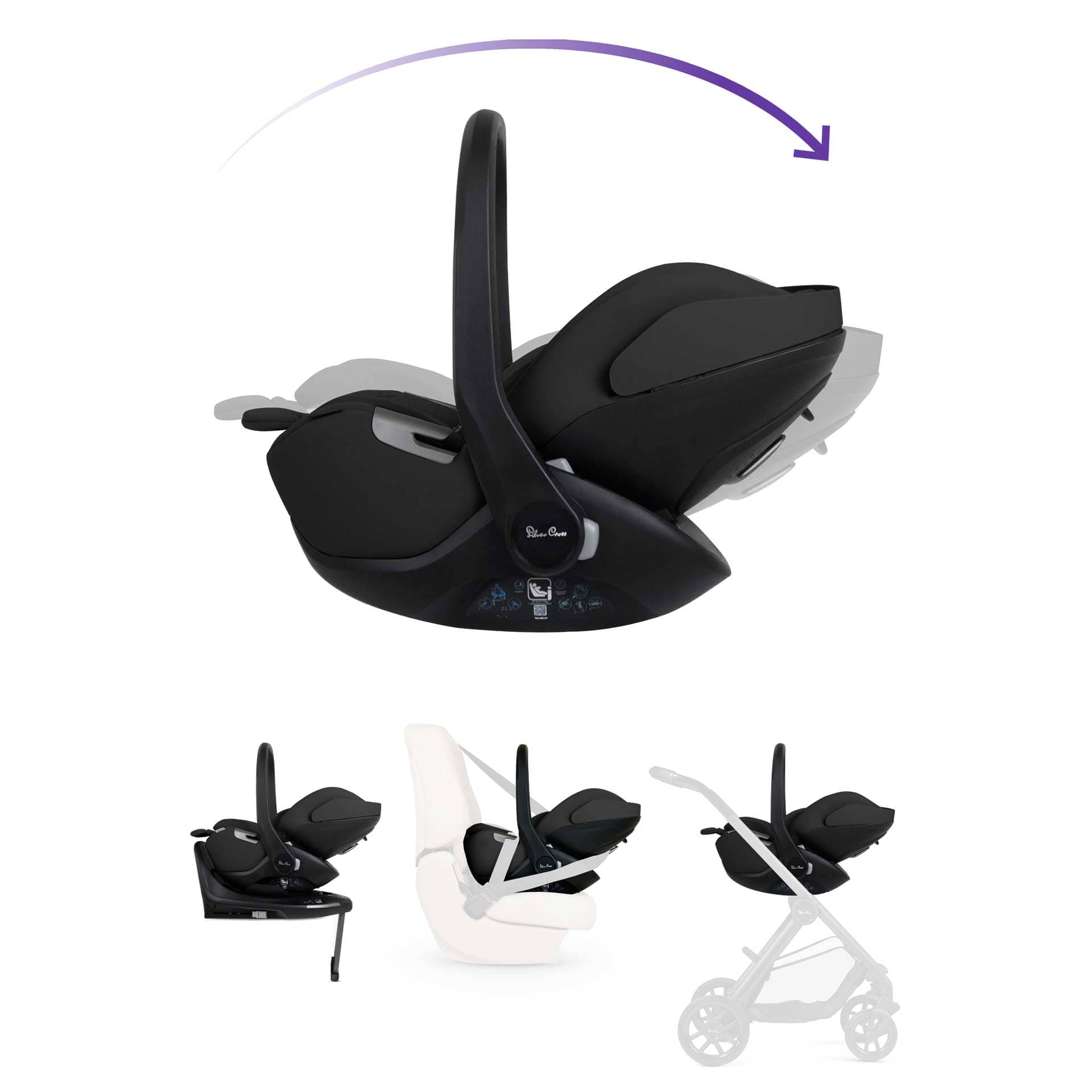 Silver Cross Plus 360 Family Bundle in Iconic Black Baby Car Seats 19162-GL-AP-IB 5055836930903
