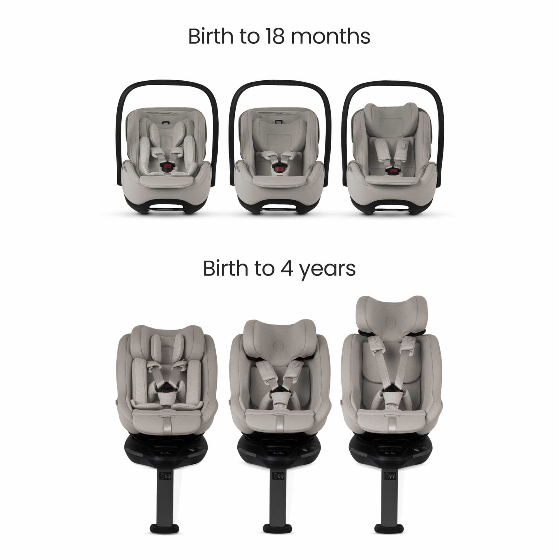 Silver Cross Plus 360 Family Bundle in Natural Taupe Baby Car Seats 19163-GL-AP-NT 5055836930958