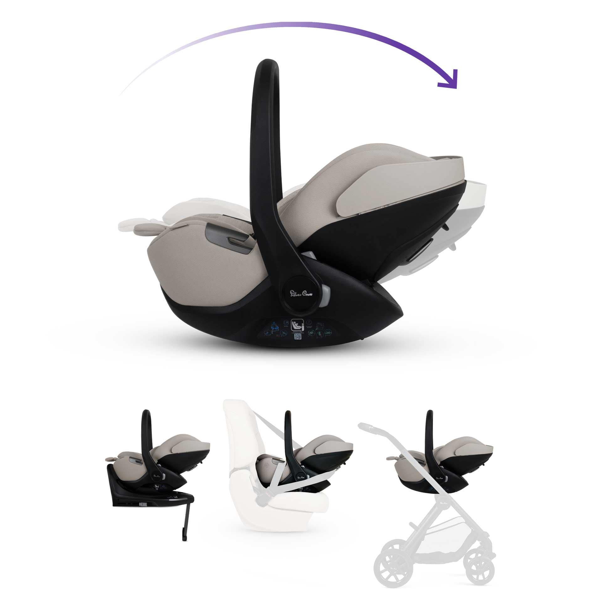 Silver Cross Plus 360 Family Bundle in Natural Taupe Baby Car Seats 19163-GL-AP-NT 5055836930958