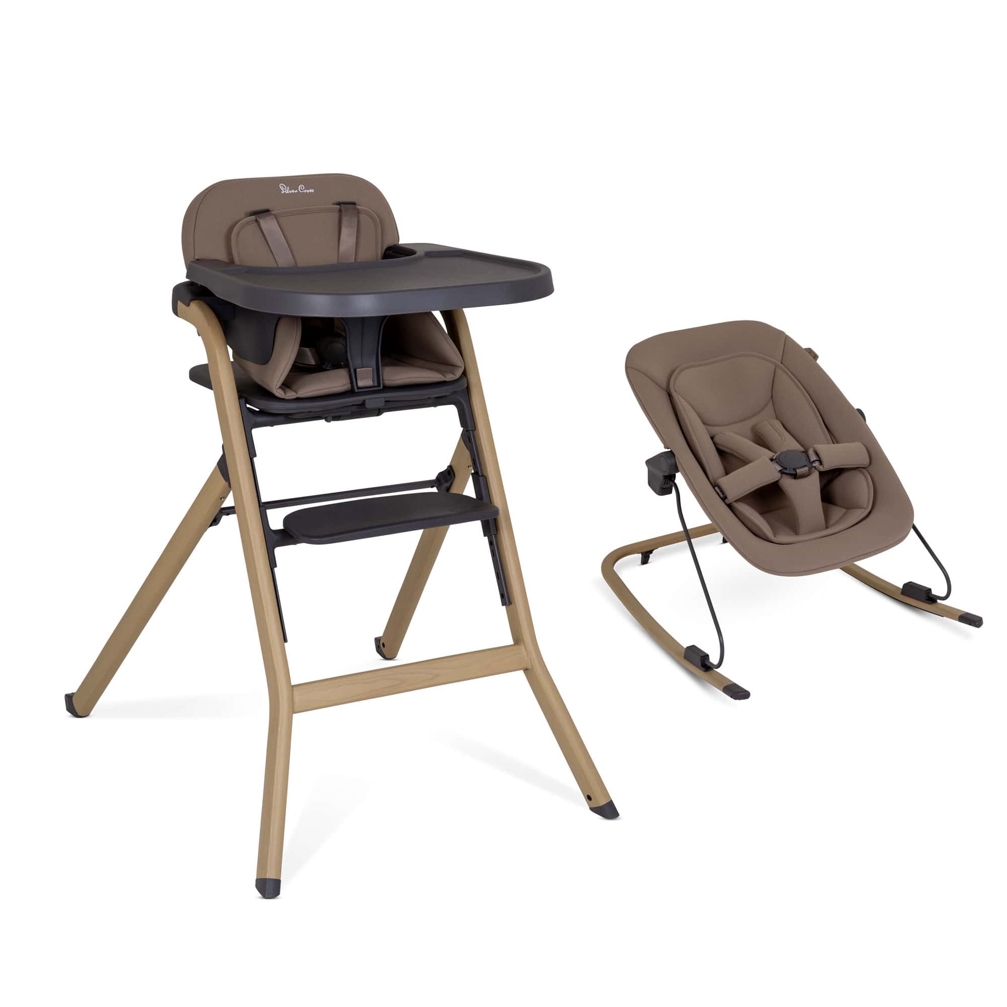 Silver Cross Nest & Nurture Highchair 4 in 1 Highchair & Baby Bouncer in Biscuit Baby Highchairs SX7052.BS 5055836935090