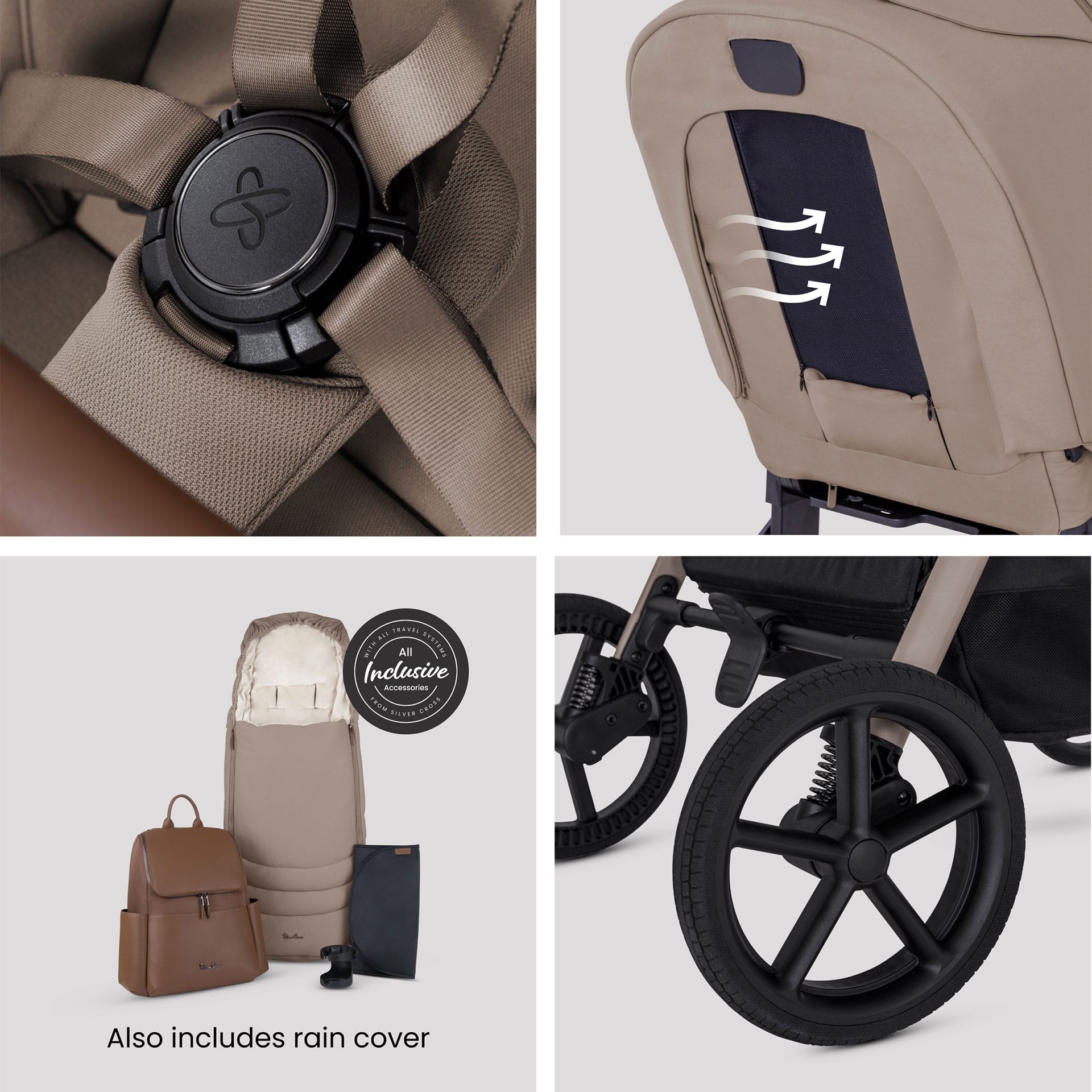 Silver Cross Breez Accessory Bundle in Champagne Baby Prams IBA.CP1 5055836934659