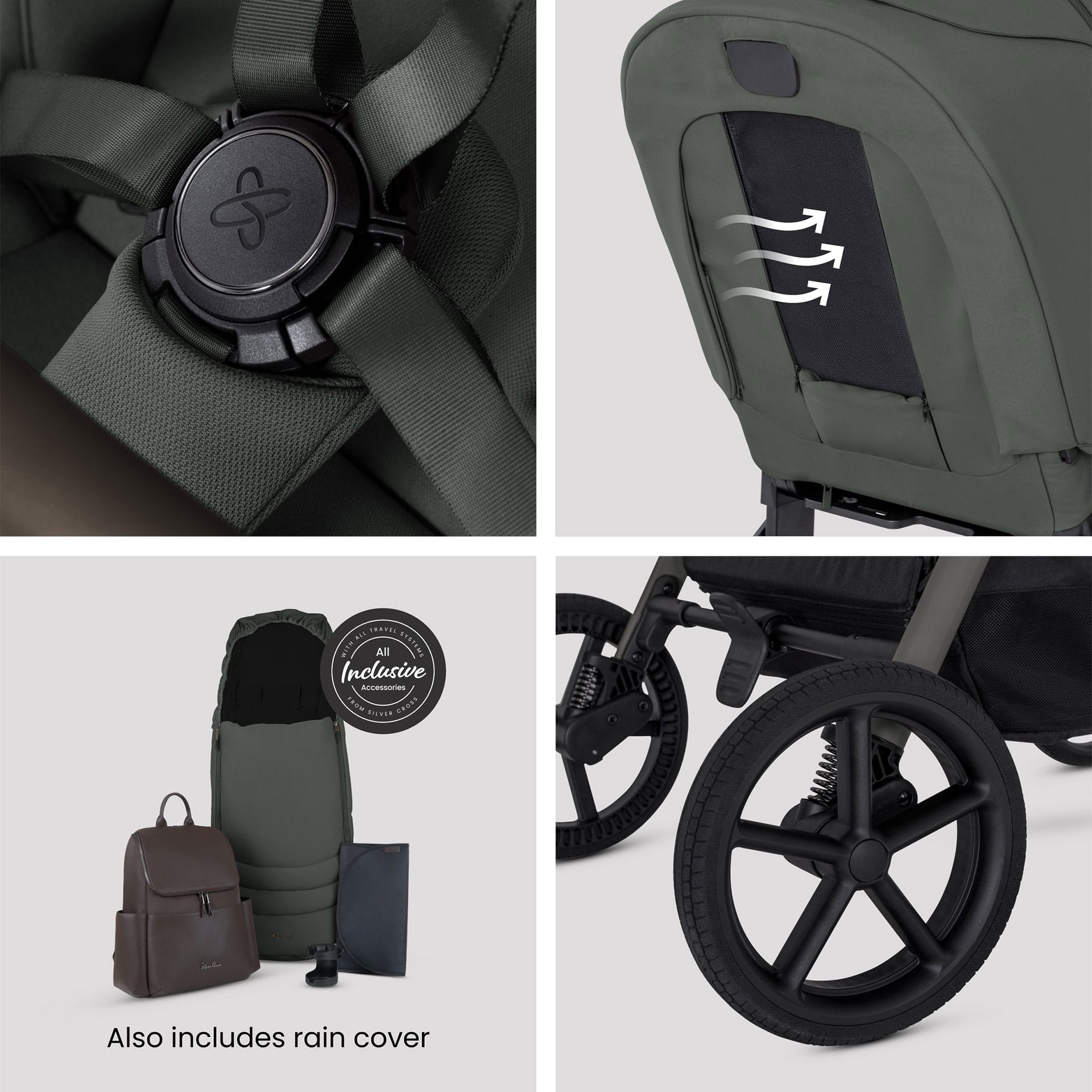 Silver Cross Breez Accessory Bundle in Pewter Baby Prams IBA.PW1 5055836934680