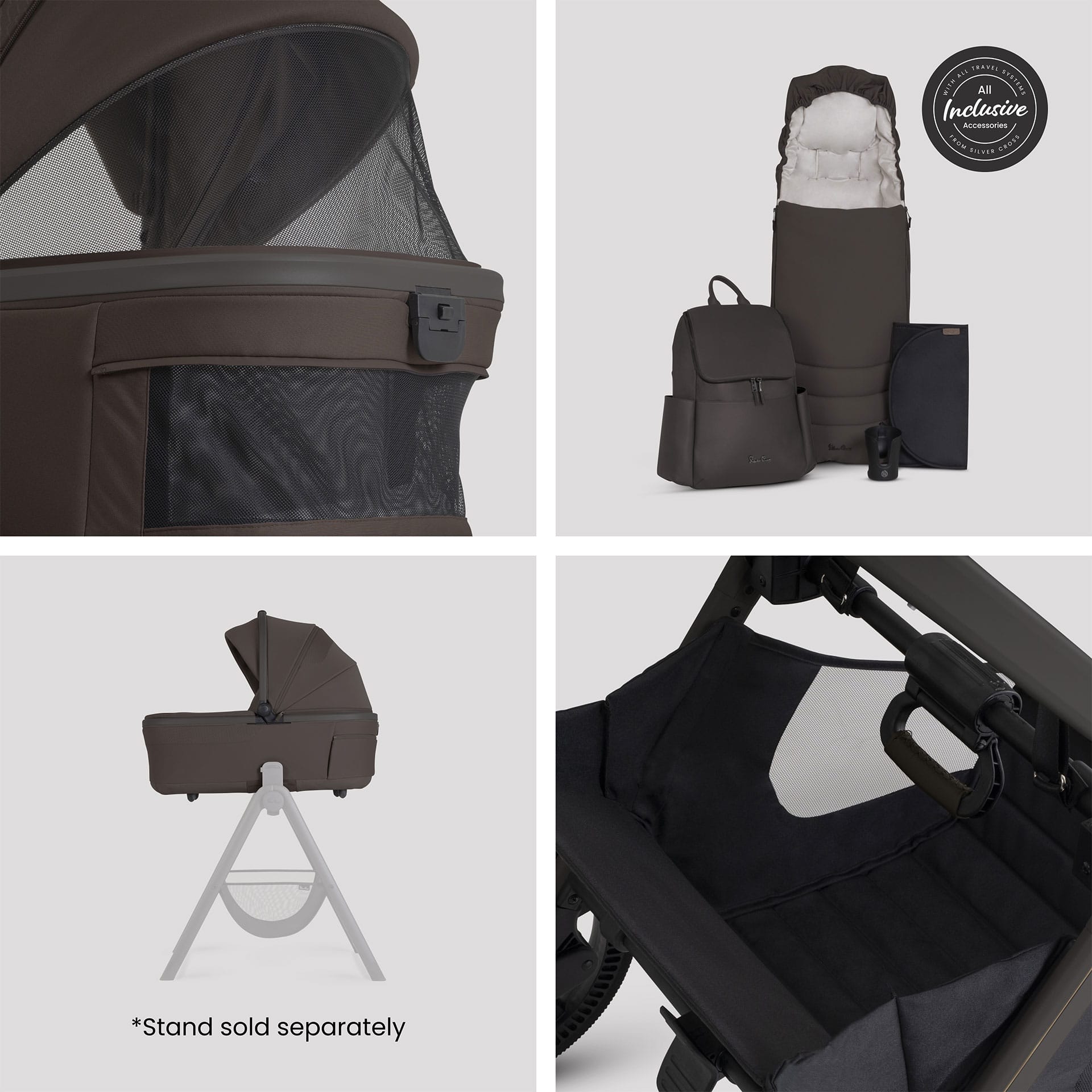 Silver Cross Cove 2 Accessory Bundle in Chocolate Baby Prams 23096-CHO 5055836936134