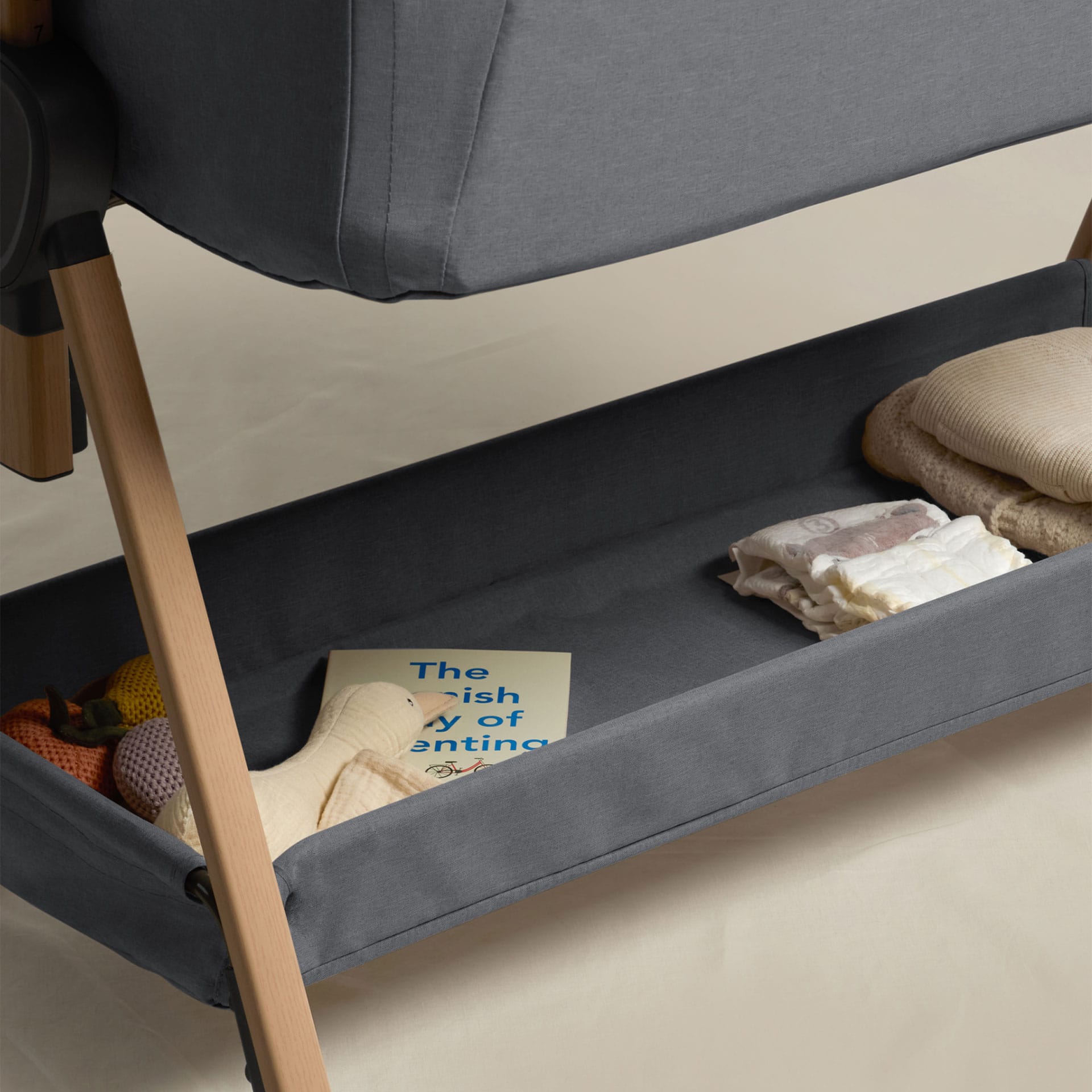 Silver Cross Lunar Bedside Crib in Whisper Grey Cribs SX8172.WG 5055836935458