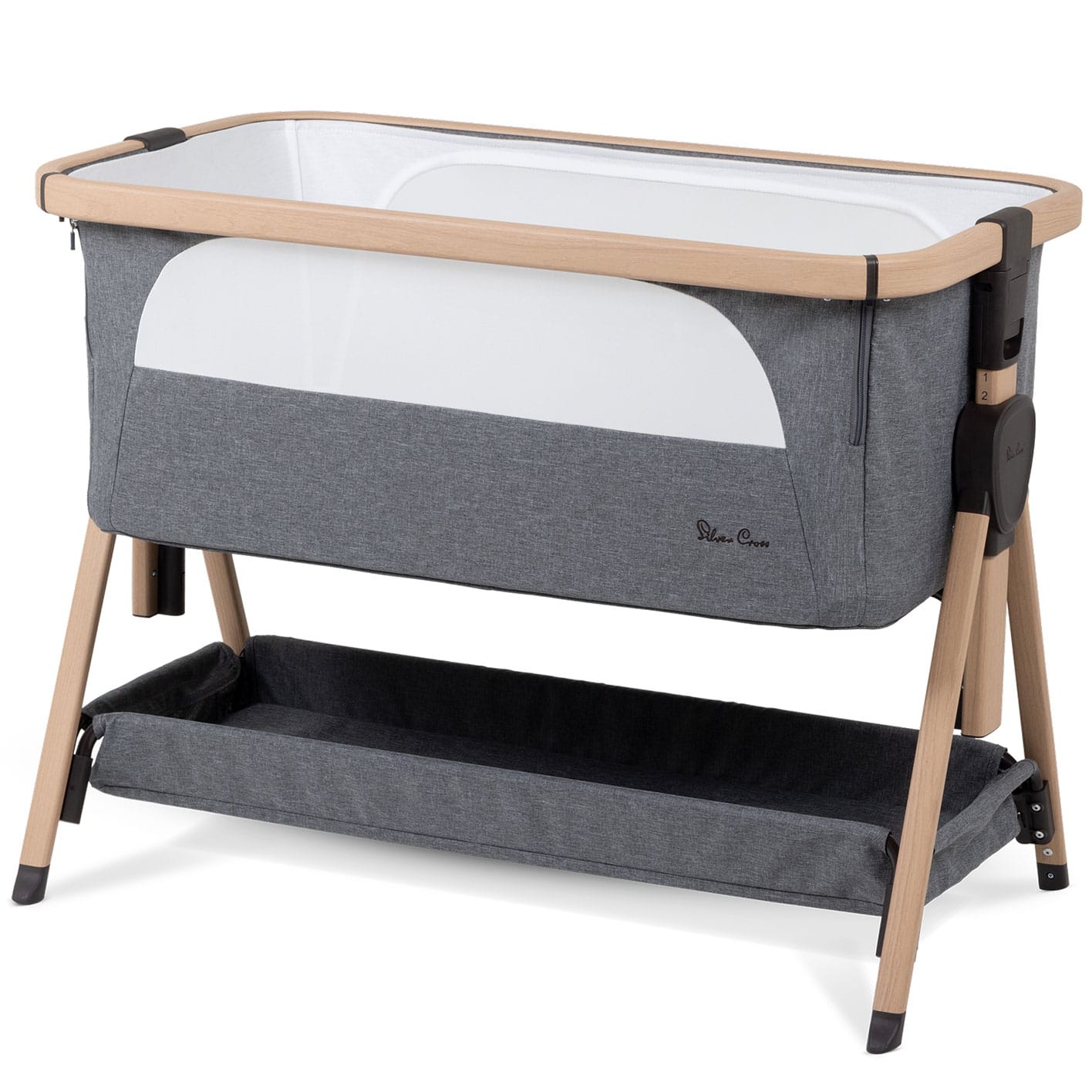 Silver Cross Lunar Bedside Crib in Whisper Grey Cribs SX8172.WG 5055836935458
