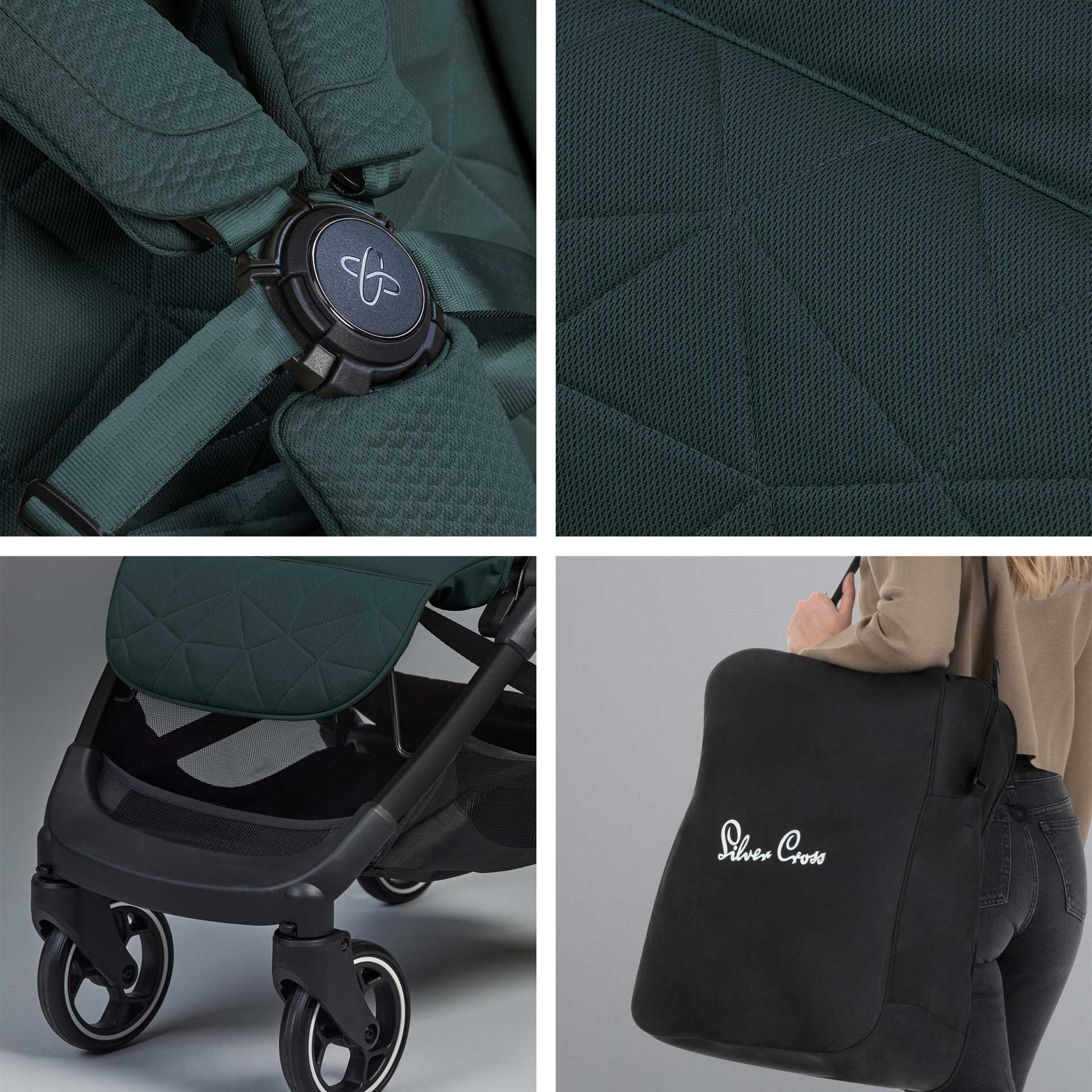 Silver Cross Clic 2 Compact Stroller in Conifer Pushchairs & Buggies