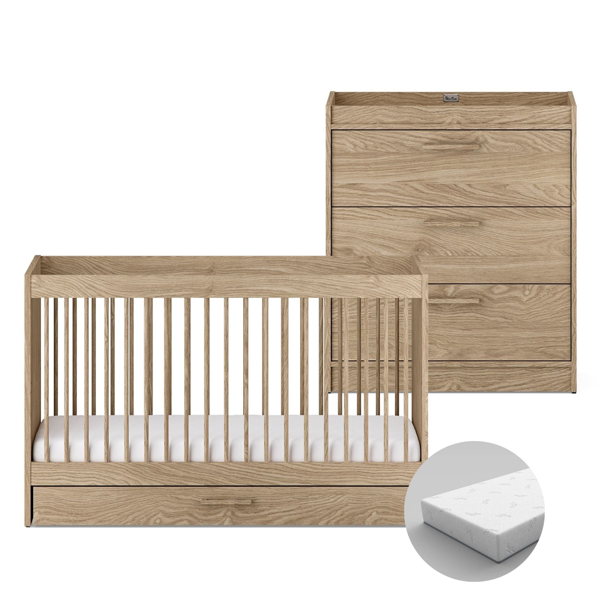 Silver Cross Geneva 2 Piece Dresser Room Set in Oak Silver Cross Roomsets 18924-GEN-2 5055836931108