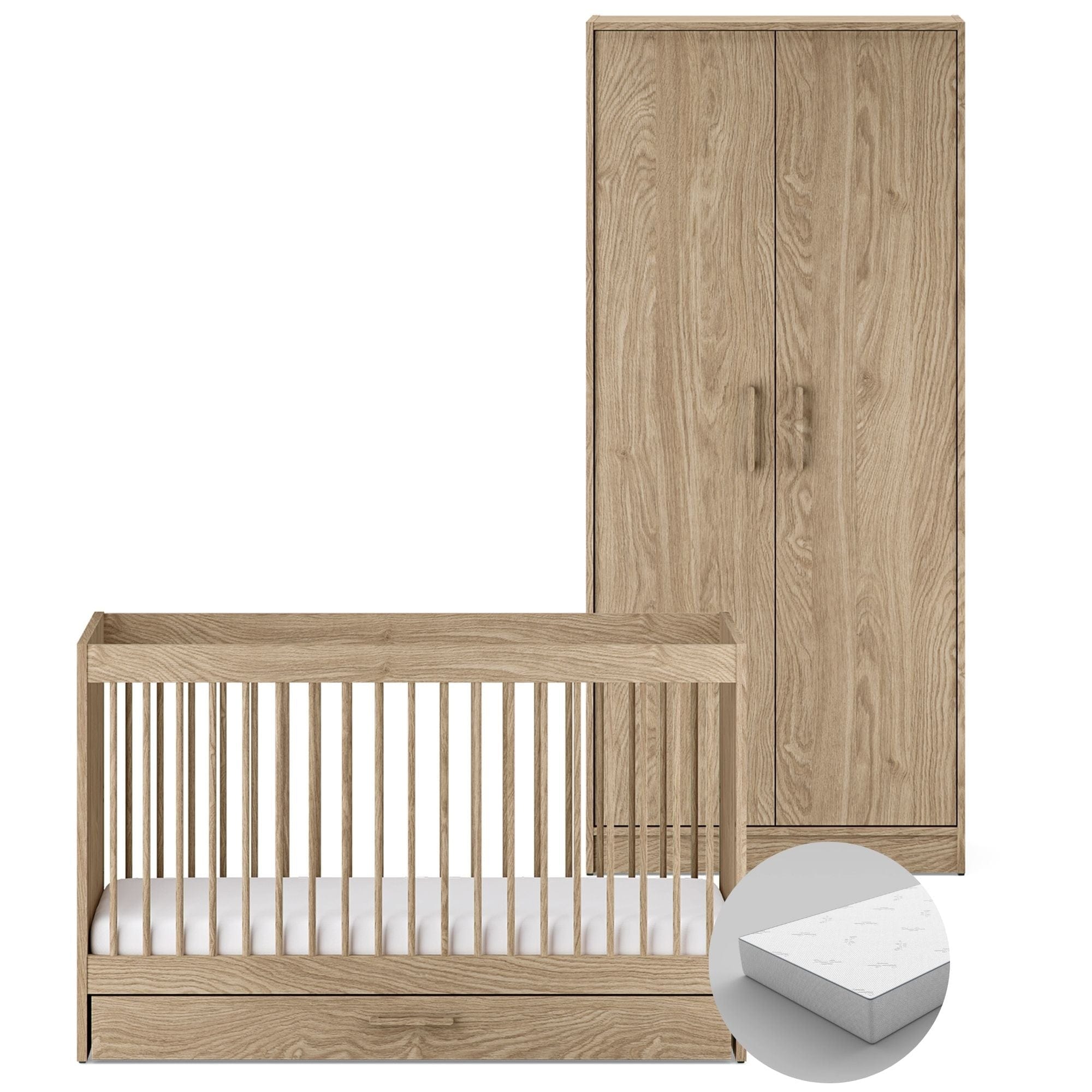 Silver Cross Geneva 2 Piece Wardrobe Room Set in Oak Silver Cross Roomsets