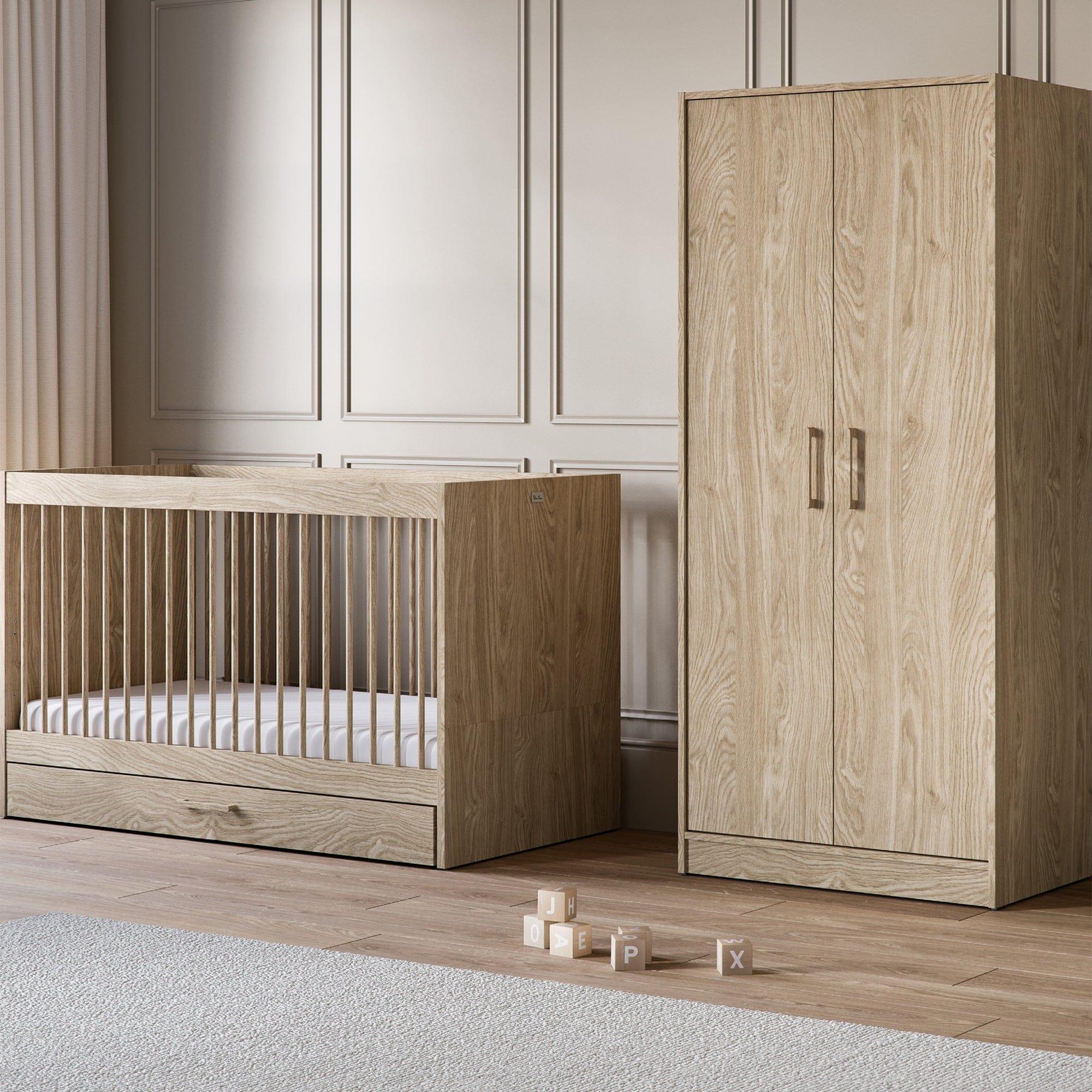 Silver Cross Geneva 2 Piece Wardrobe Room Set in Oak Silver Cross Roomsets