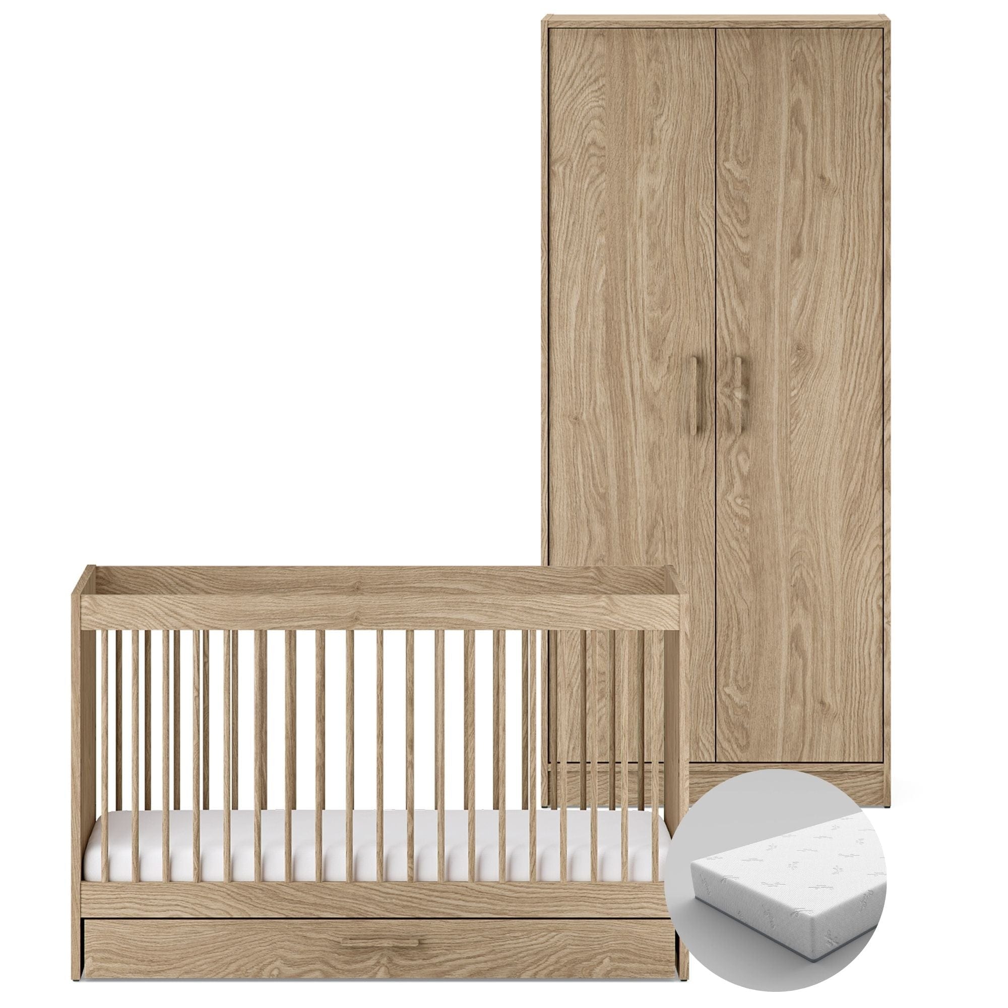 Silver Cross Geneva 2 Piece Wardrobe Room Set in Oak Silver Cross Roomsets 18925-GEN-2