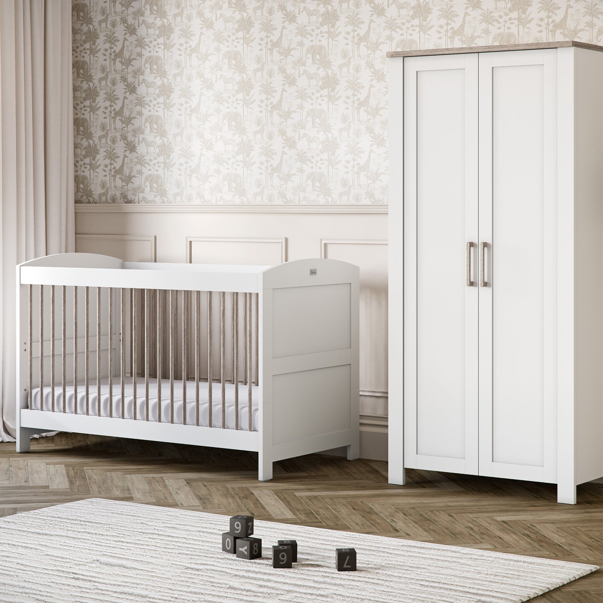 Silver Cross Valencia 2 Piece Wardrobe Room Set in White Ash Silver Cross Roomsets