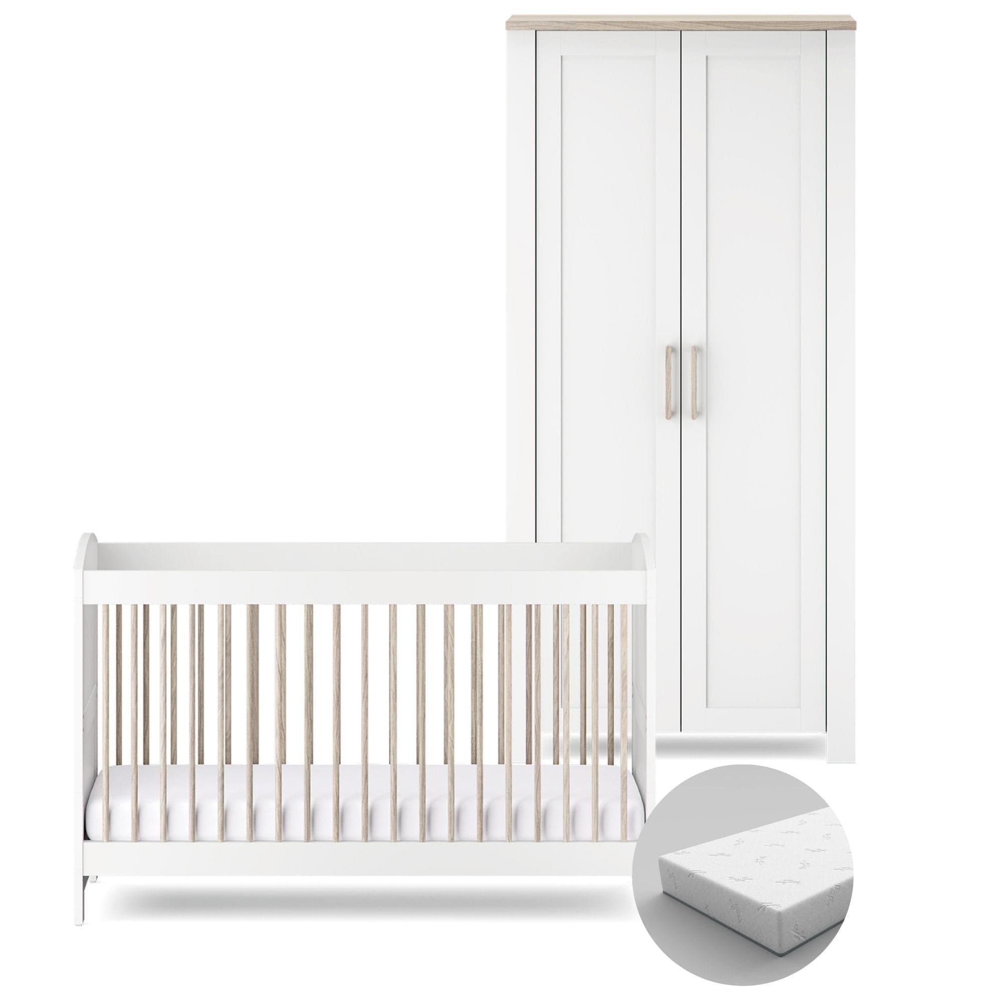 Silver Cross Valencia 2 Piece Wardrobe Room Set in White Ash Silver Cross Roomsets 18949-VAL-2 5055836931207