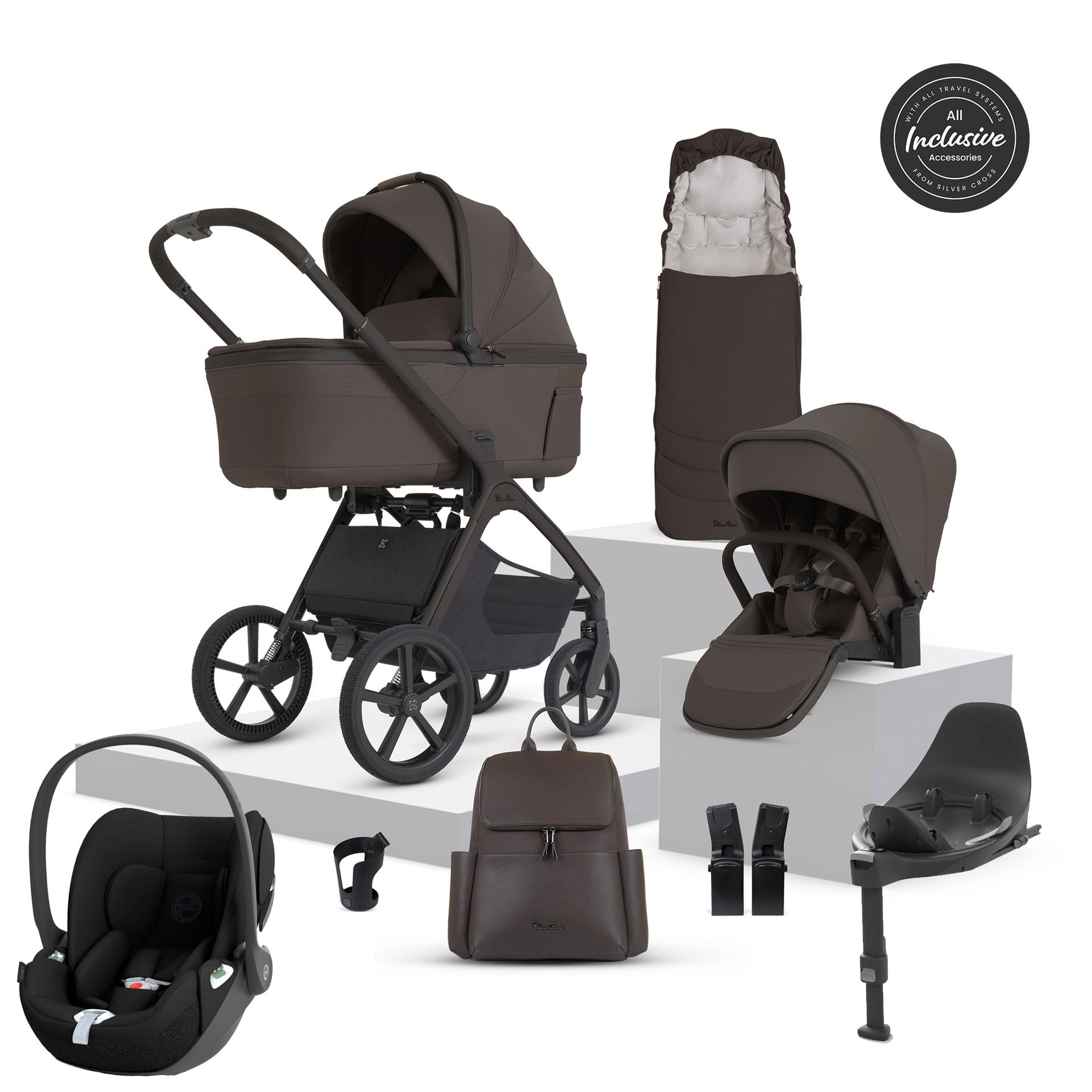 Silver Cross Cove 2 Cybex Travel System in Chocolate Travel Systems 23126-CHO-1 5055836936134
