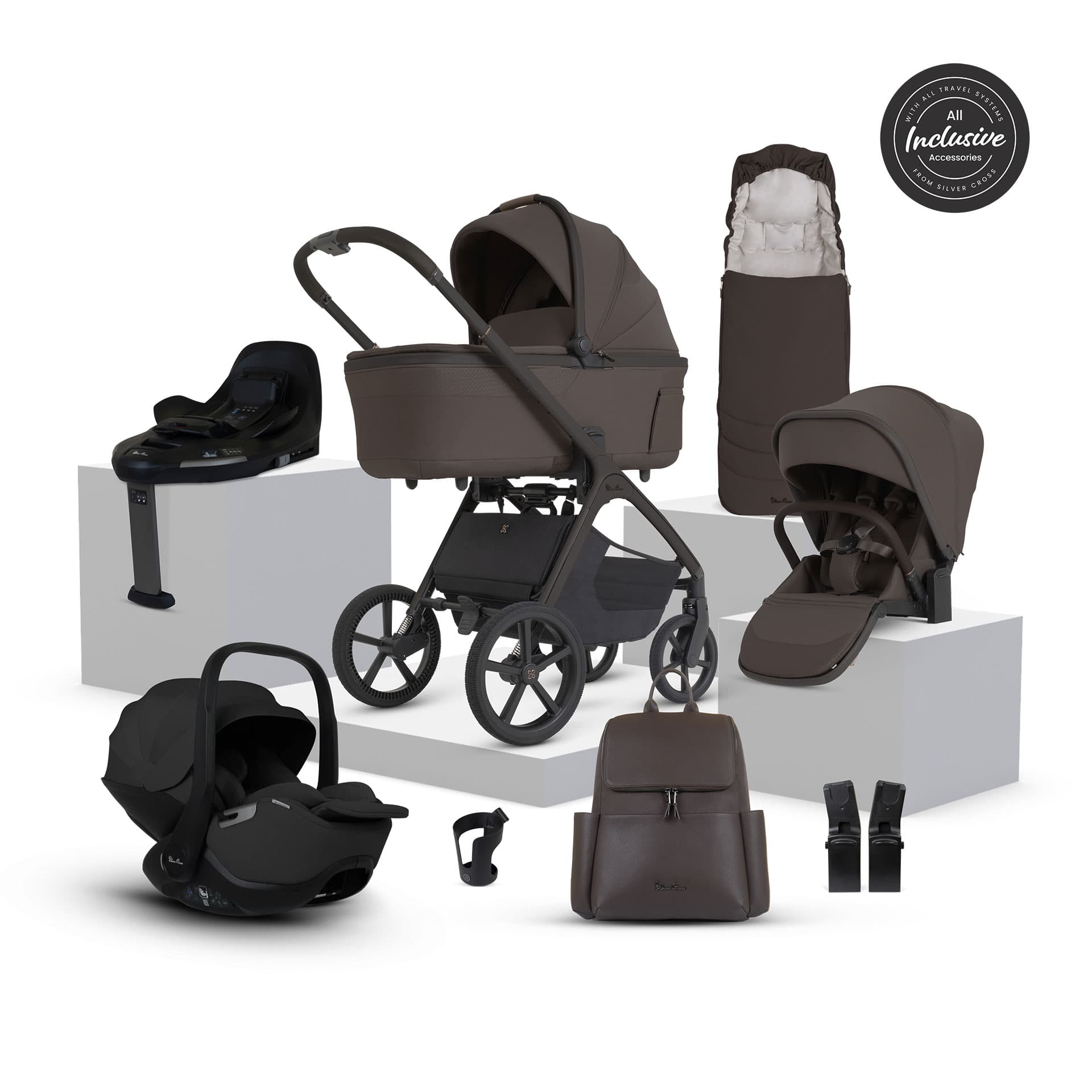 Silver Cross Cove 2 Ultimate 360 Infant Carrier Bundle in Chocolate Travel Systems