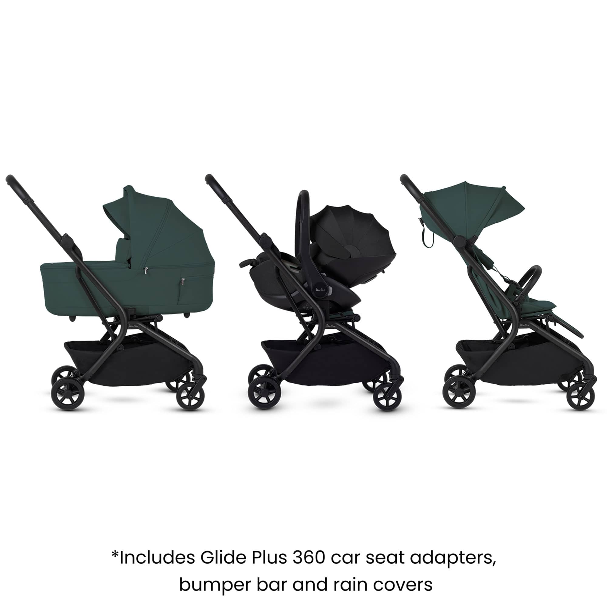 Silver Cross Nia Travel System with Accessories in Conifer Travel Systems