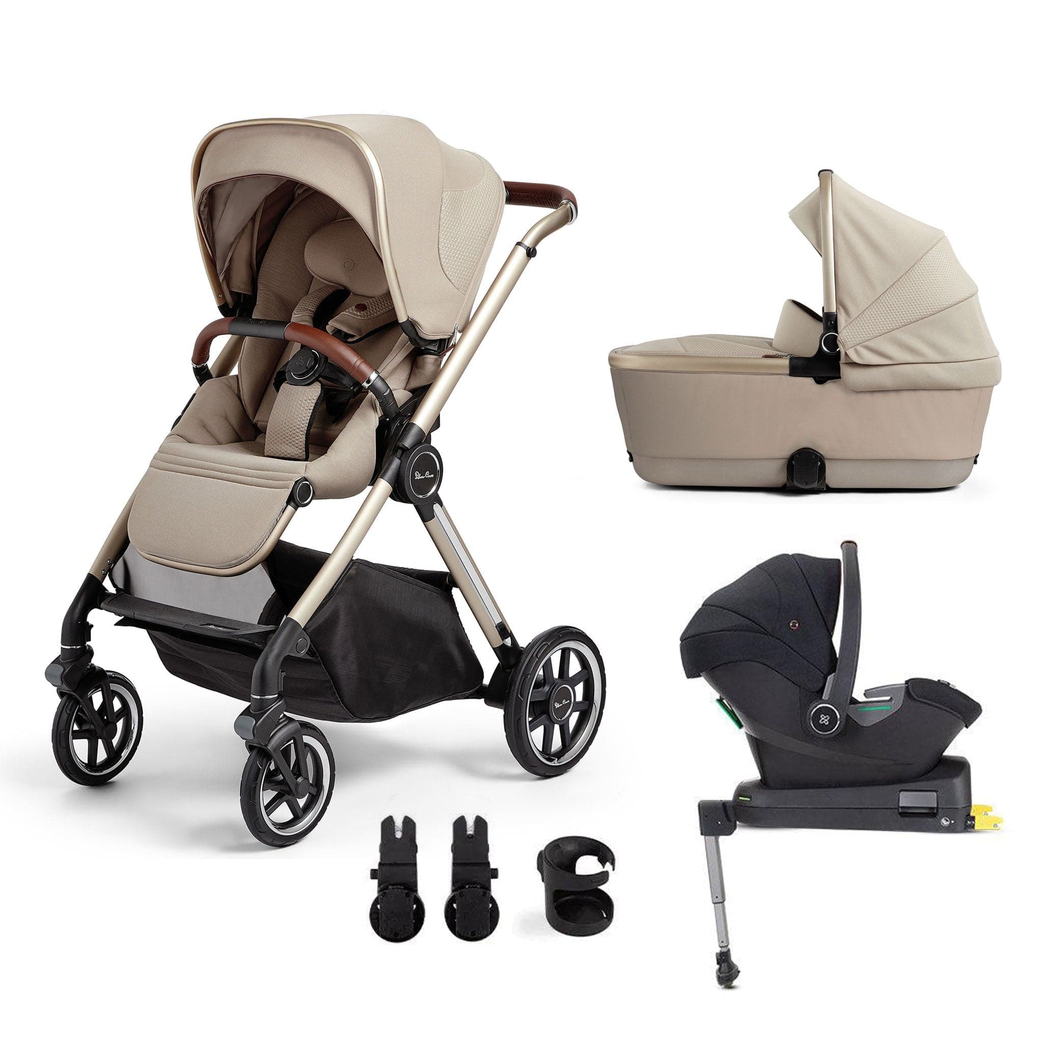 Silver Cross Reef + Travel Pack with First Bed Folding Carrycot - Stone Travel Systems KTRT.ST4 5055836923530