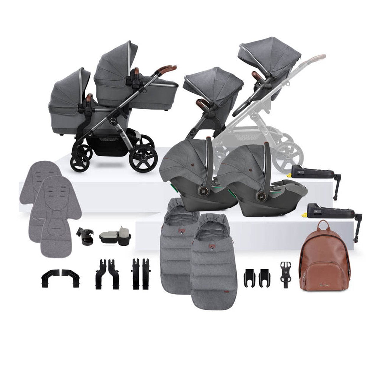 Silver Cross Wave 3 Twin Travel System in Lunar Travel Systems 19144-TWN-LUN 5055836924742