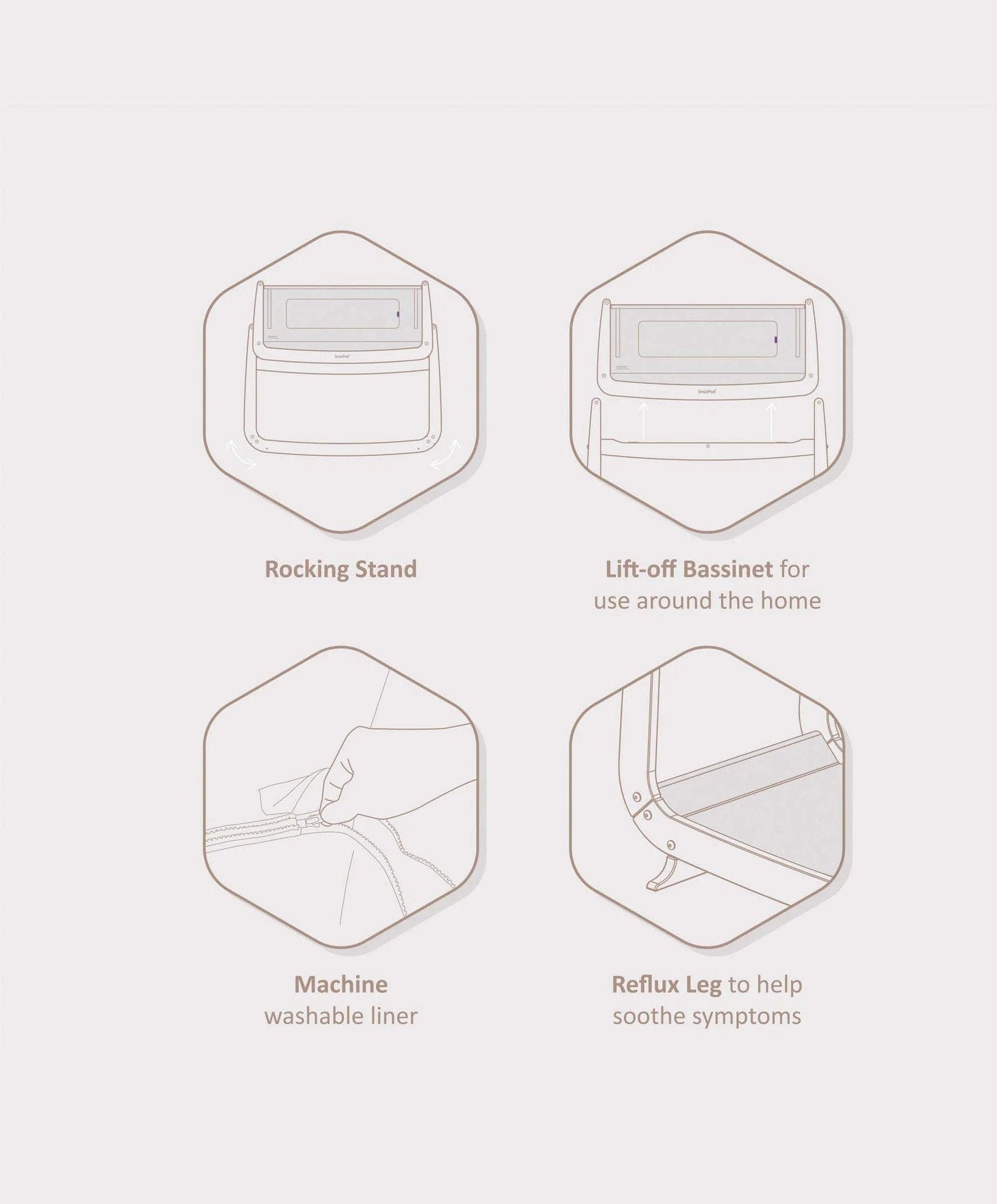 SnuzPod4 Bedside Crib in Silver Birch Cot Beds FN014M 5060730245350