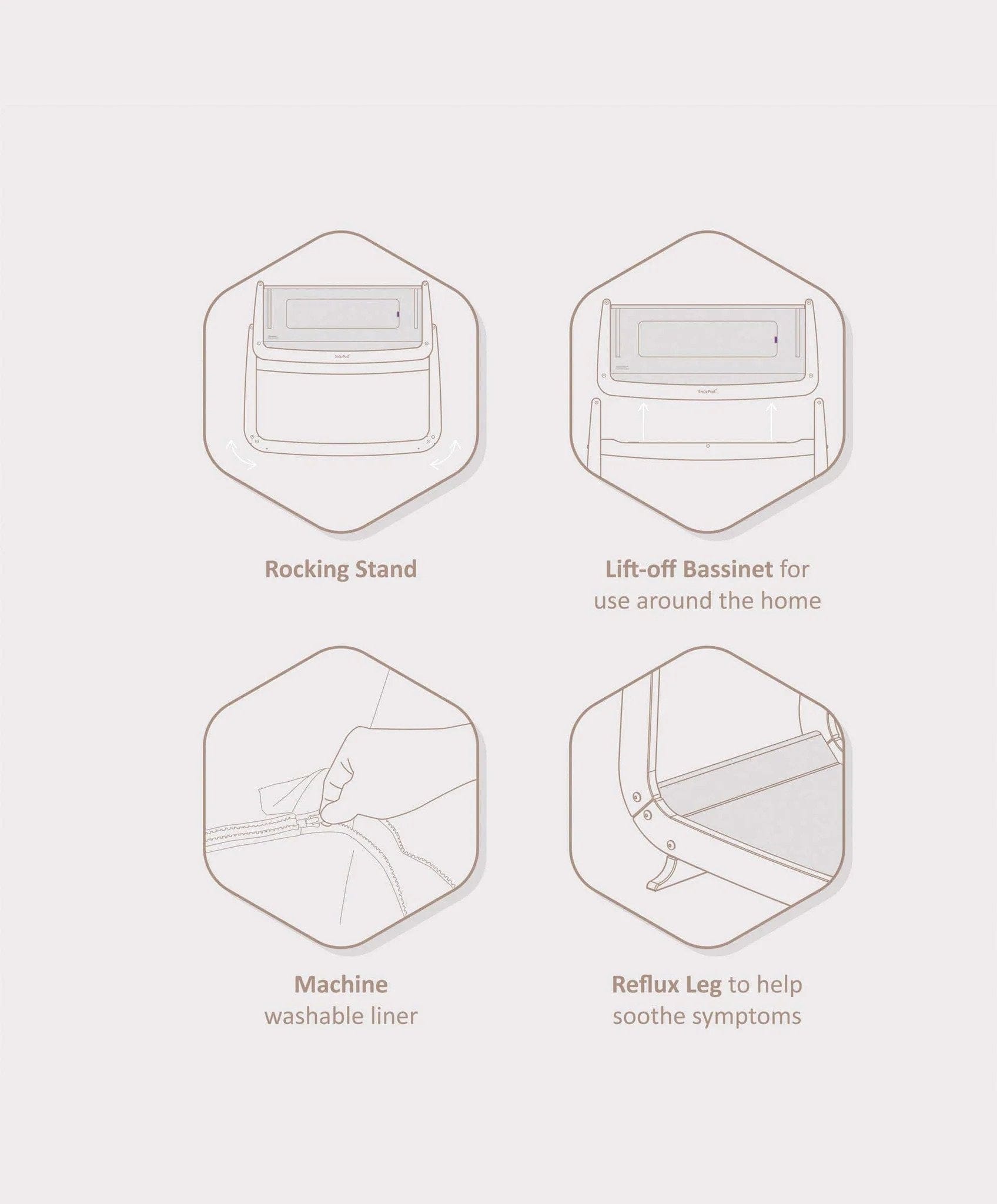 SnuzPod4 Bedside Crib in Silver Birch Cot Beds FN014M 5060730245350