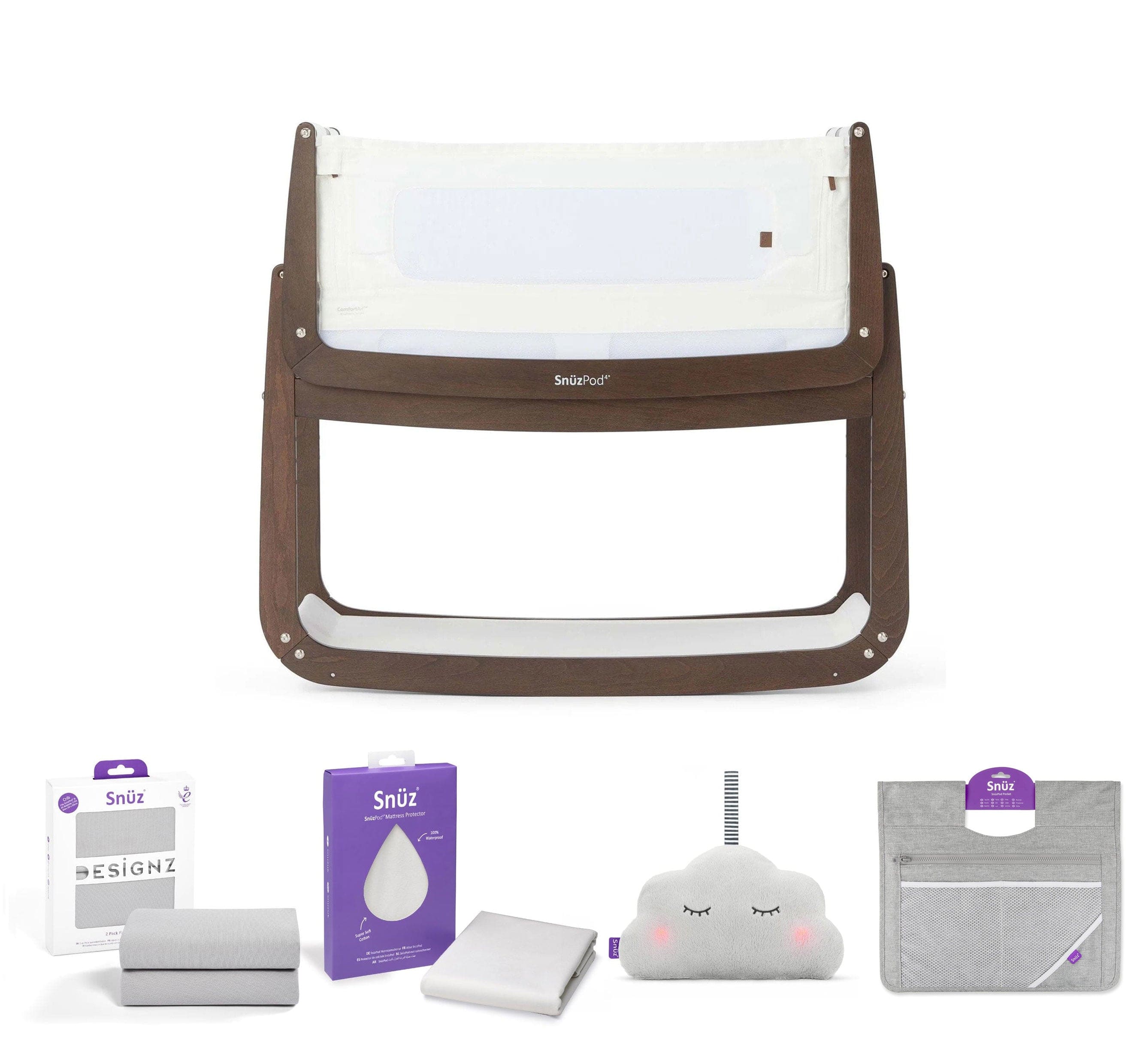 SnuzPod 4 Bedside Crib Comfort Bundle in Natural Edit Ebony Cribs