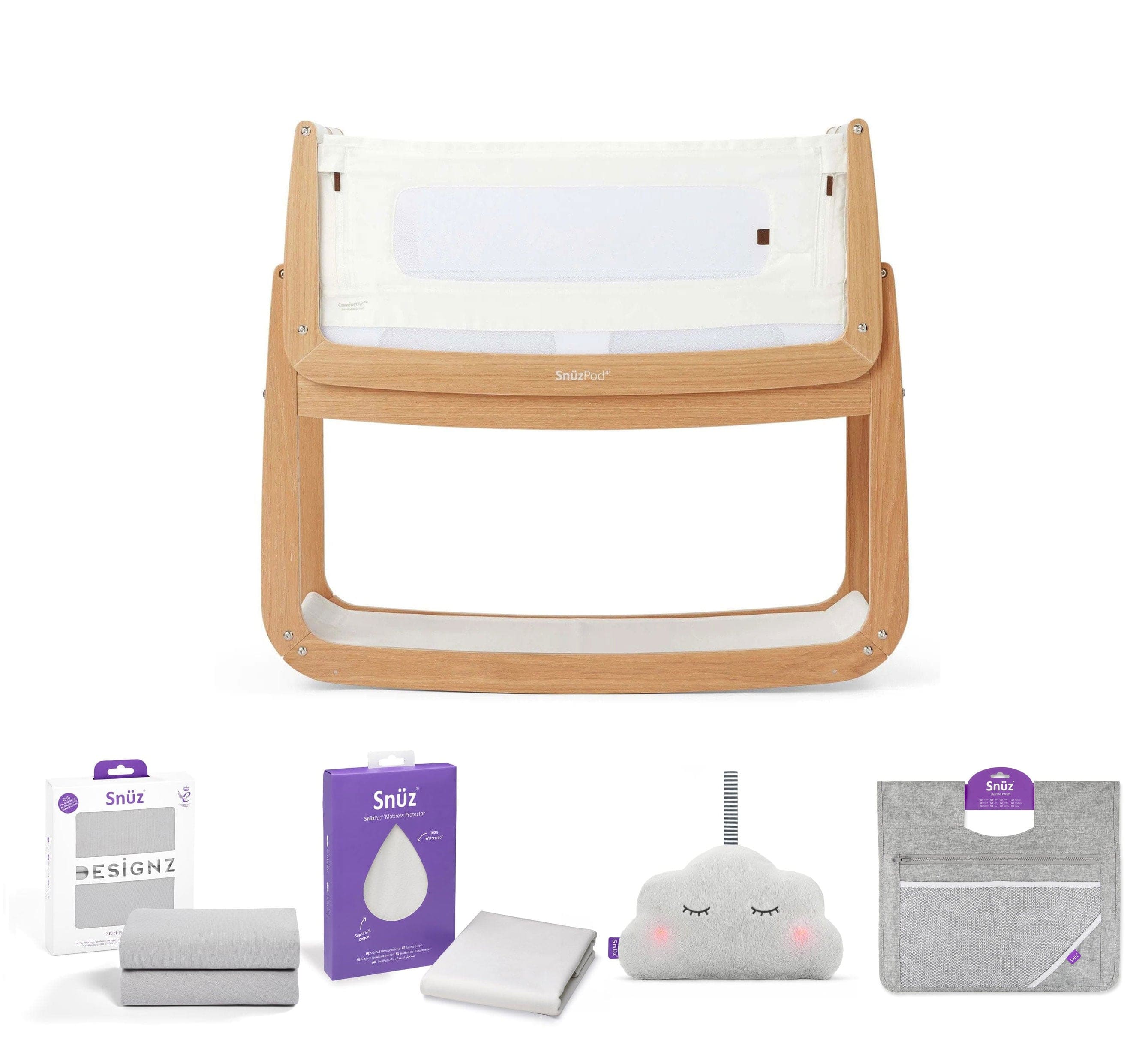 SnuzPod 4 Bedside Crib Comfort Bundle in Natural Edit Oak Cribs 15271-OAK 5060730245343