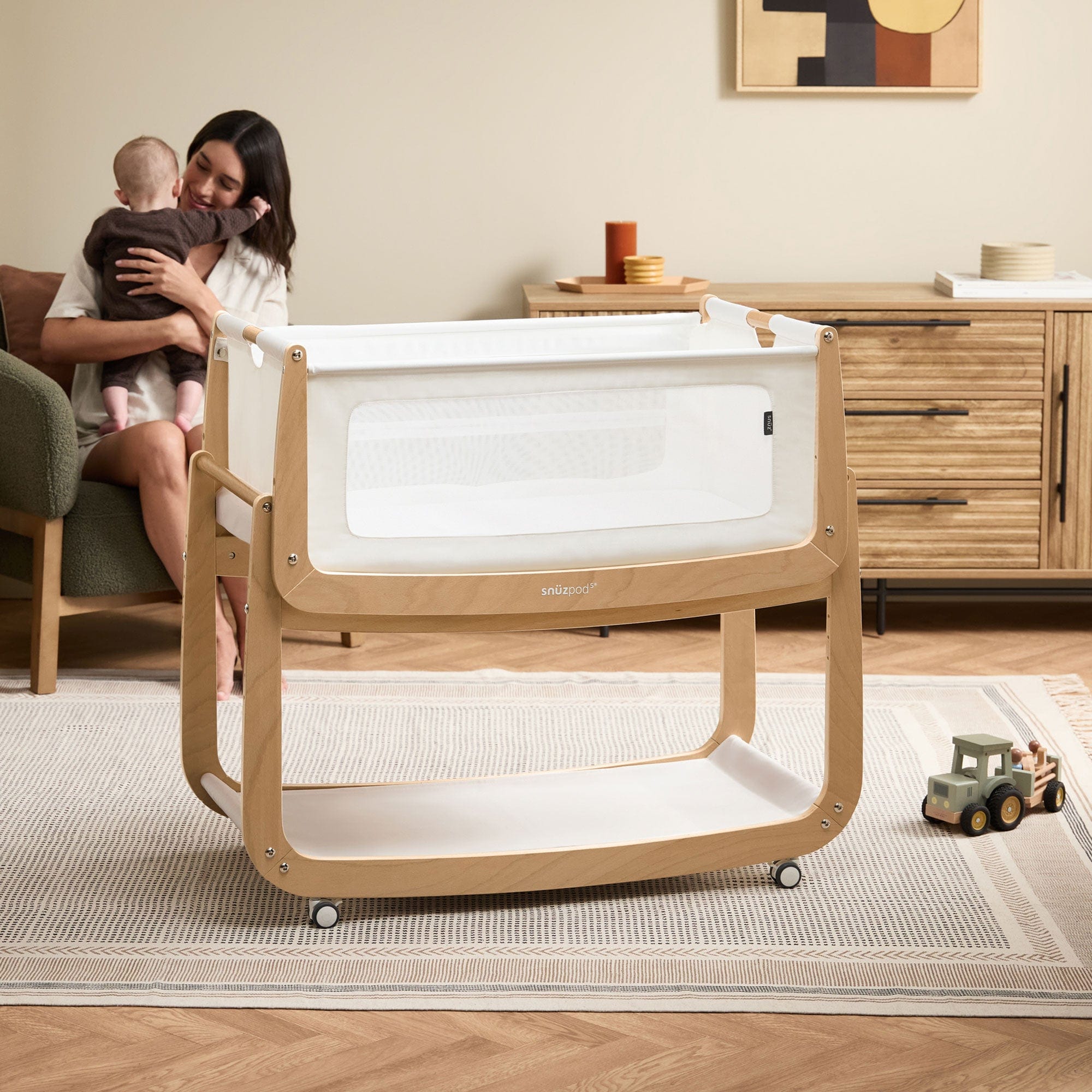 SnuzPod 5 Bedside Crib in Natural Cribs