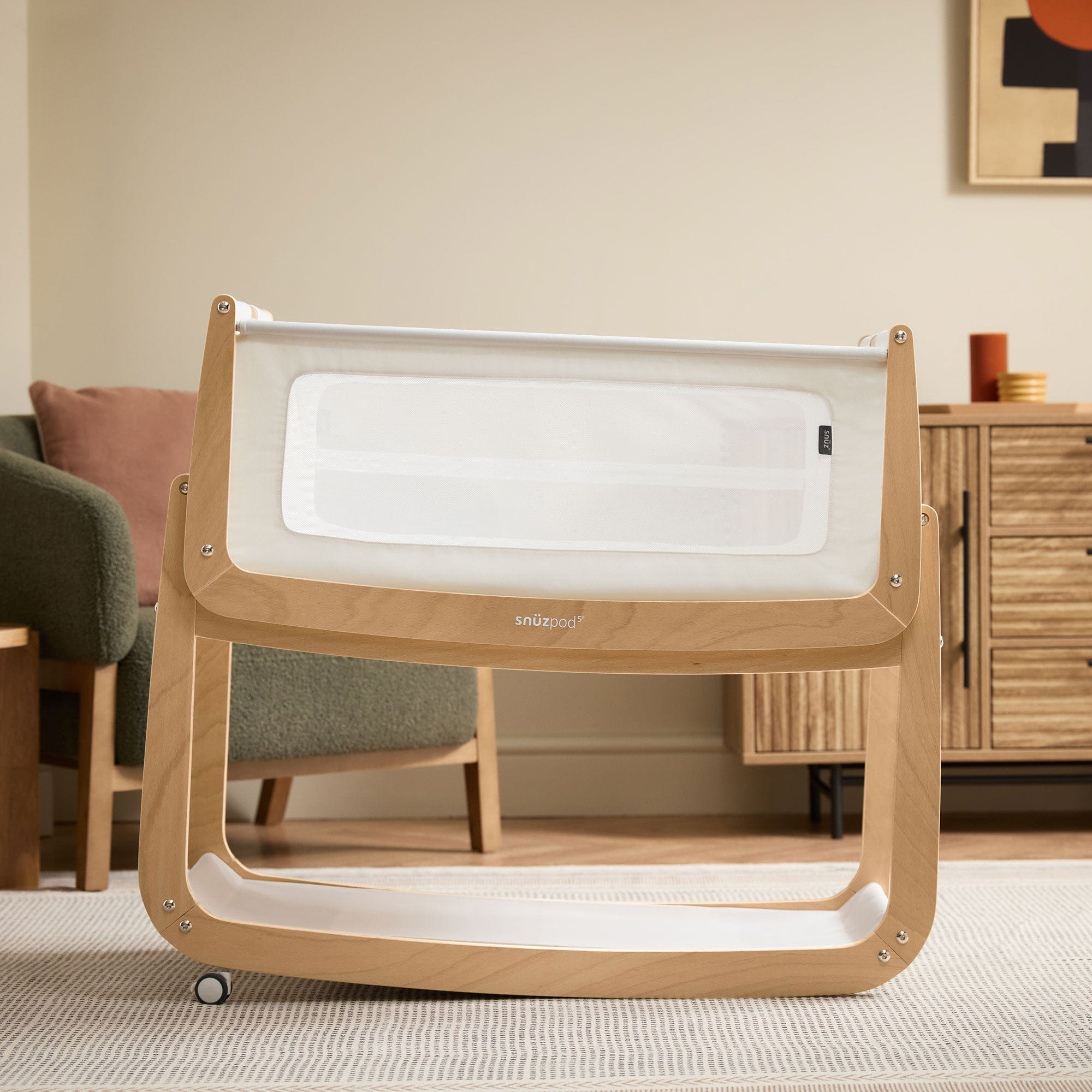 SnuzPod 5 Bedside Crib in Natural Cribs