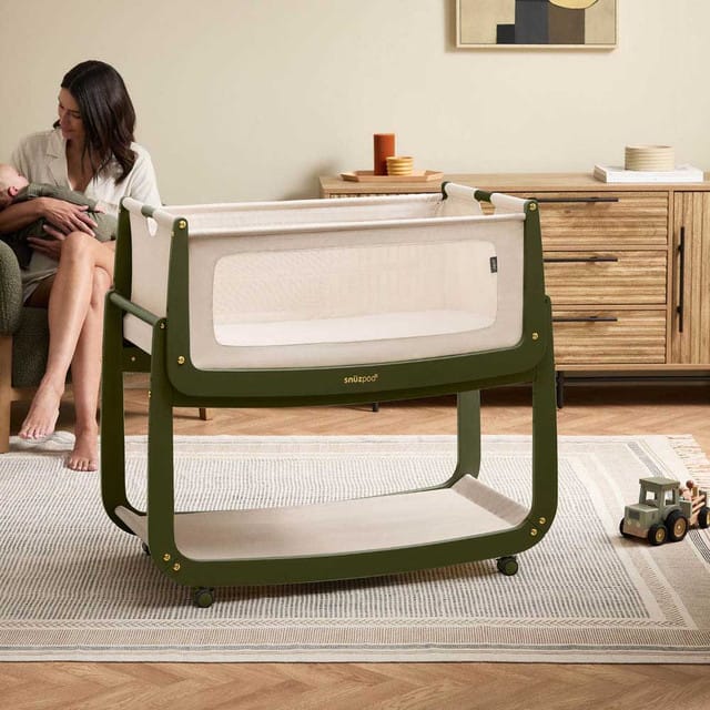 SnuzPod 5 Bedside Crib in Olive Cribs
