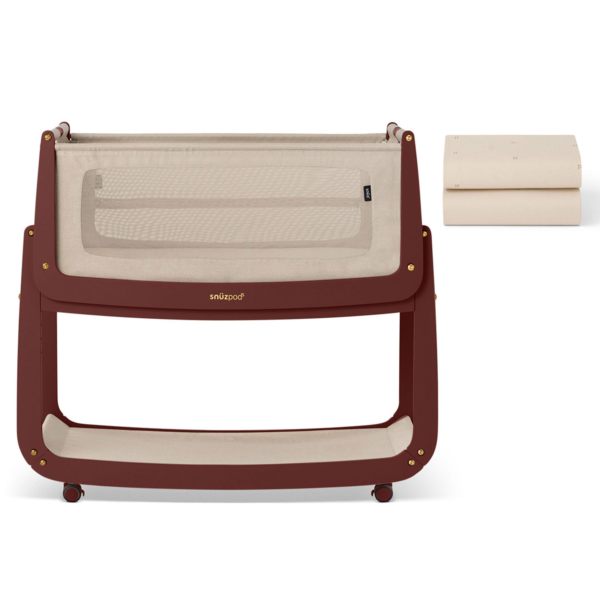 SnuzPod 5 Bedside Crib in Rouge Cribs FN050I-1 5061061517567