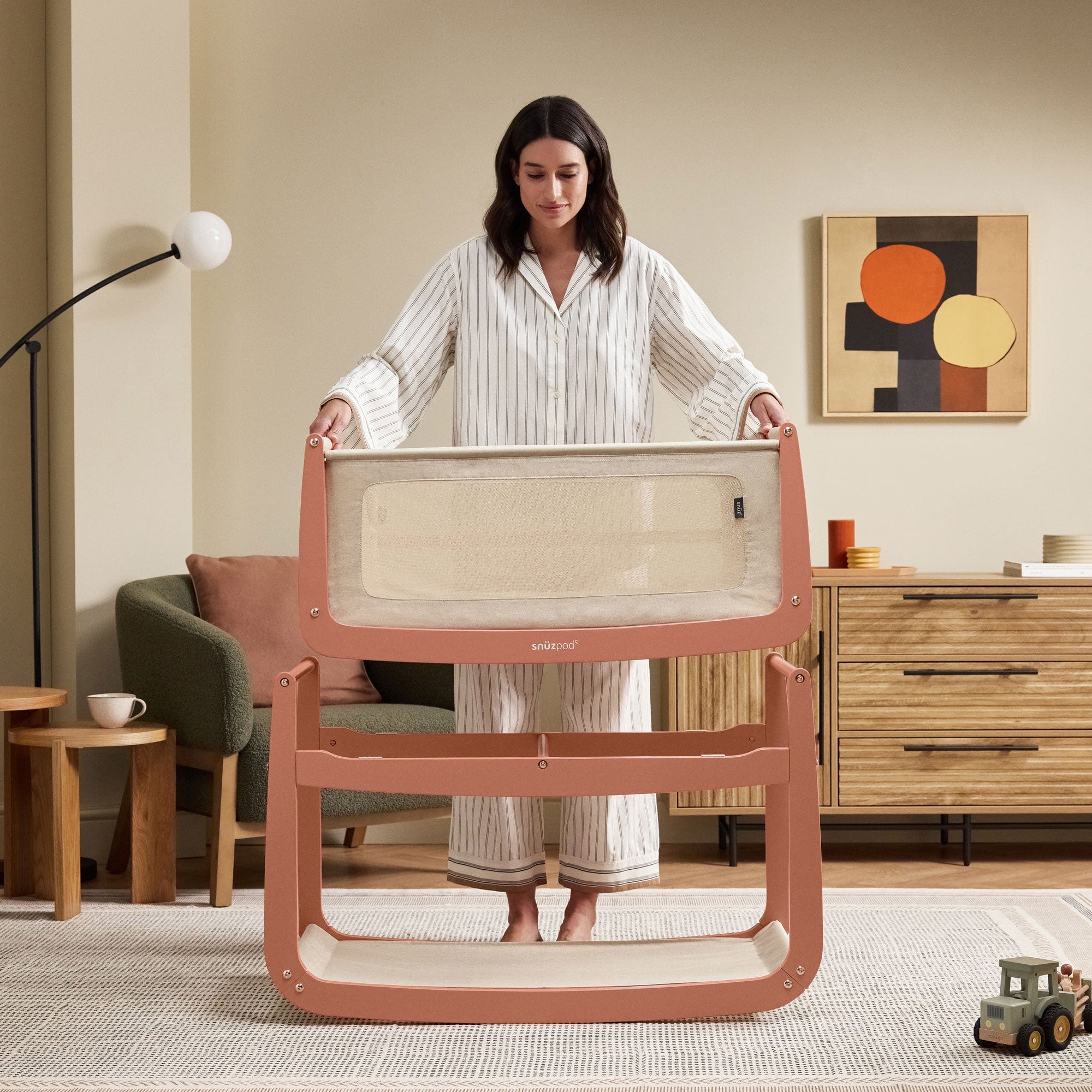 SnuzPod 5 Bedside Crib in Terracotta Cribs