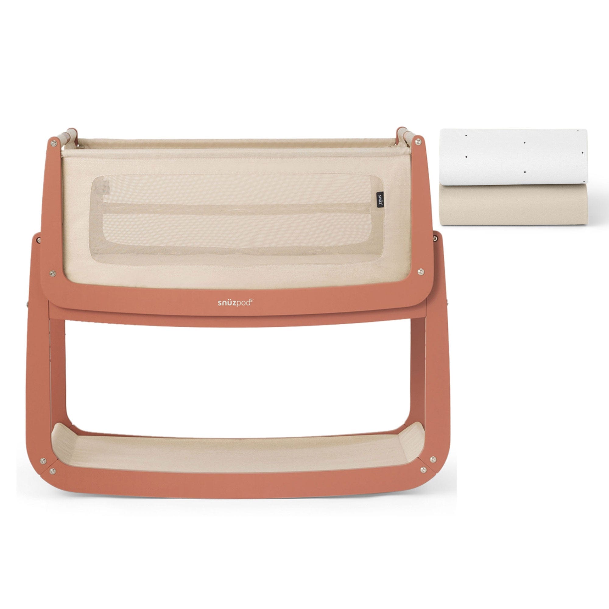 SnuzPod 5 Bedside Crib in Terracotta Cribs FN050F-01 5061061510246