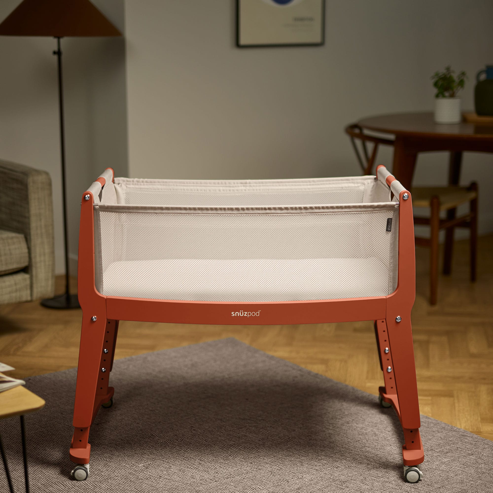 SnuzPod Studio Bedside Crib in Florence Ember Cribs FN032L 5061061517581