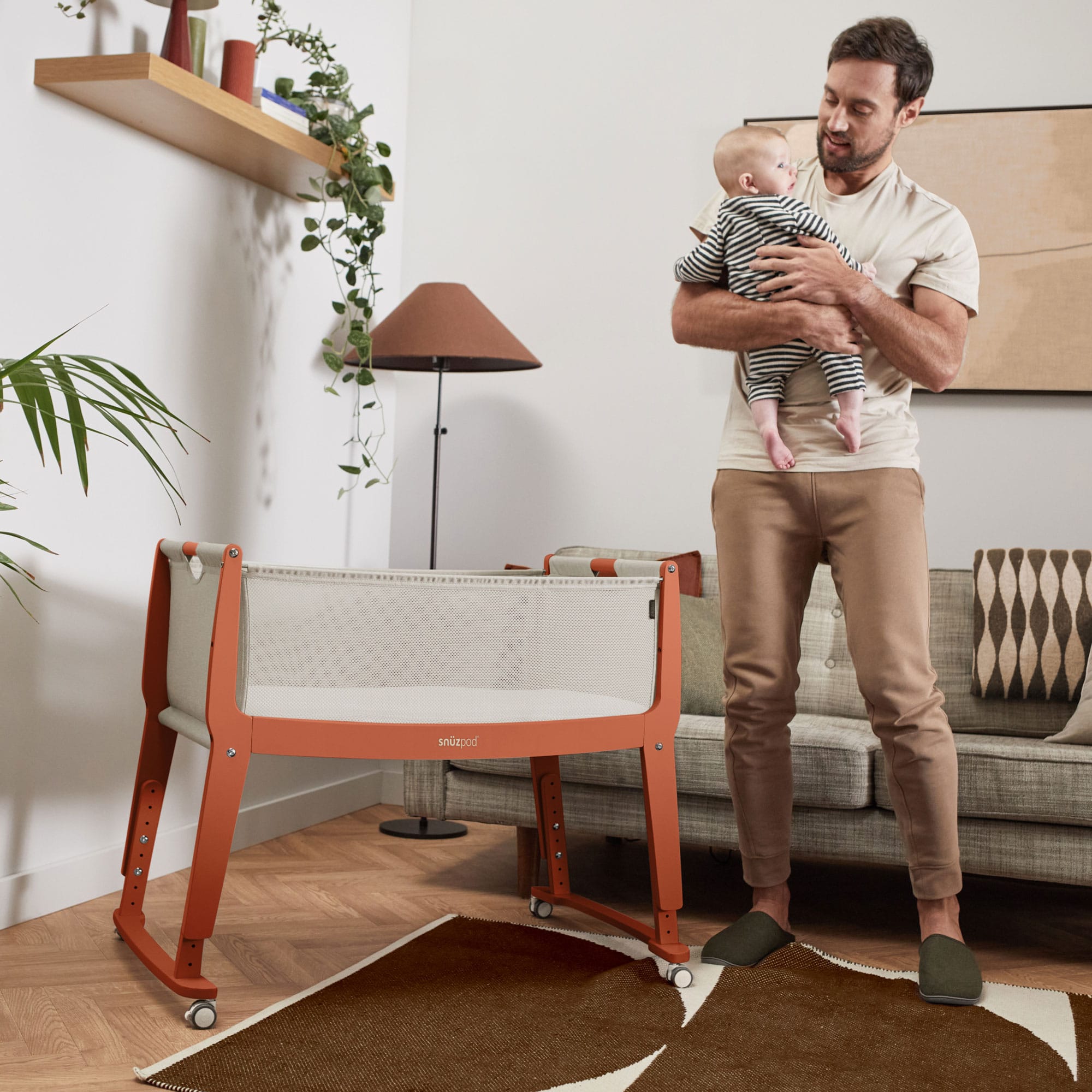 SnuzPod Studio Bedside Crib in Florence Ember Cribs FN032L 5061061517581