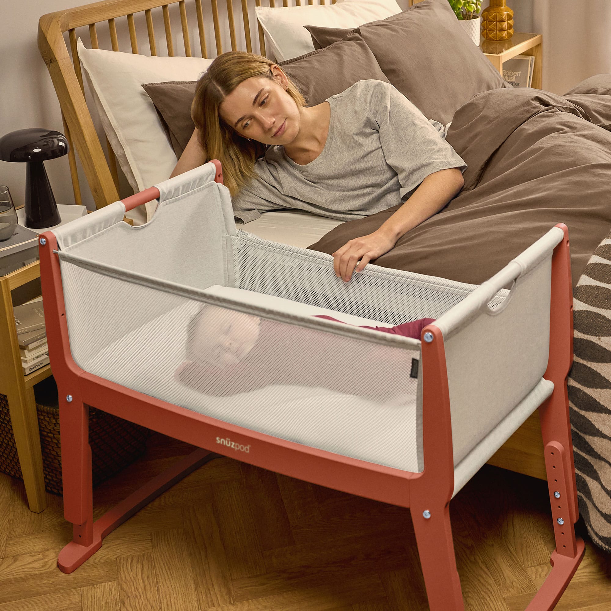 SnuzPod Studio Bedside Crib in Florence Ember Cribs FN032L 5061061517581