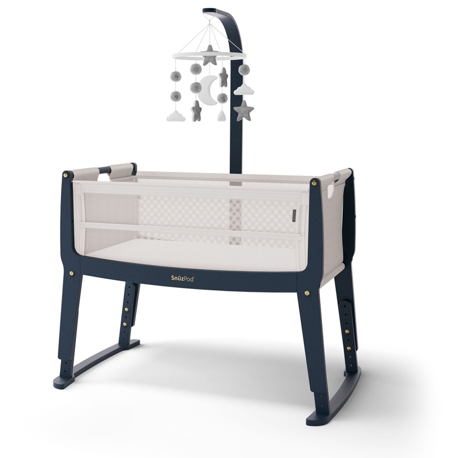 SnuzPod Studio Bedside Crib in London Navy Cribs FN032G 5060730247040